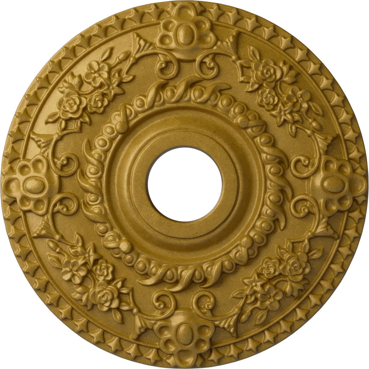 Ekena Millwork CM18ROPGS Rose Ceiling Medallion fits Canopies up to 7 1/4, Pharaohs Gold