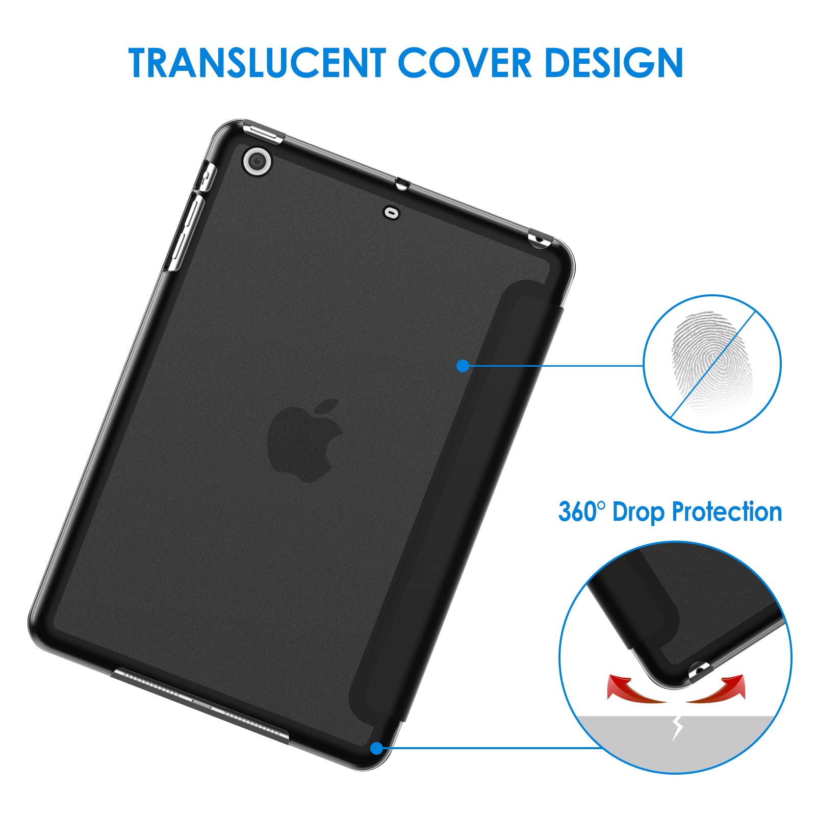 Jetech Case For Ipad Mini 1 2 3 (Not For Ipad Mini 4), Smart Cover With Auto Sleep/Wake (Black)