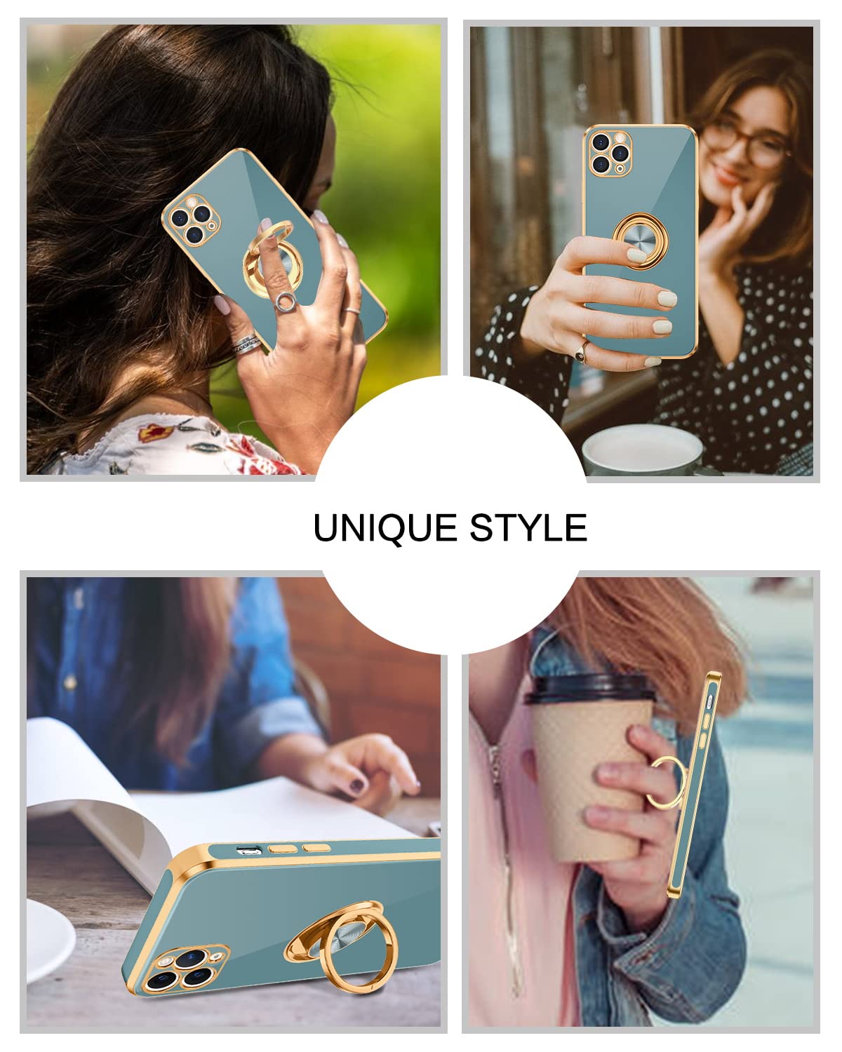 Bentoben Compatible With Iphone 11 Pro Case With 360 Ring Holder, Shockproof Slim Kickstand Magnetic Support Car Mount Women Men