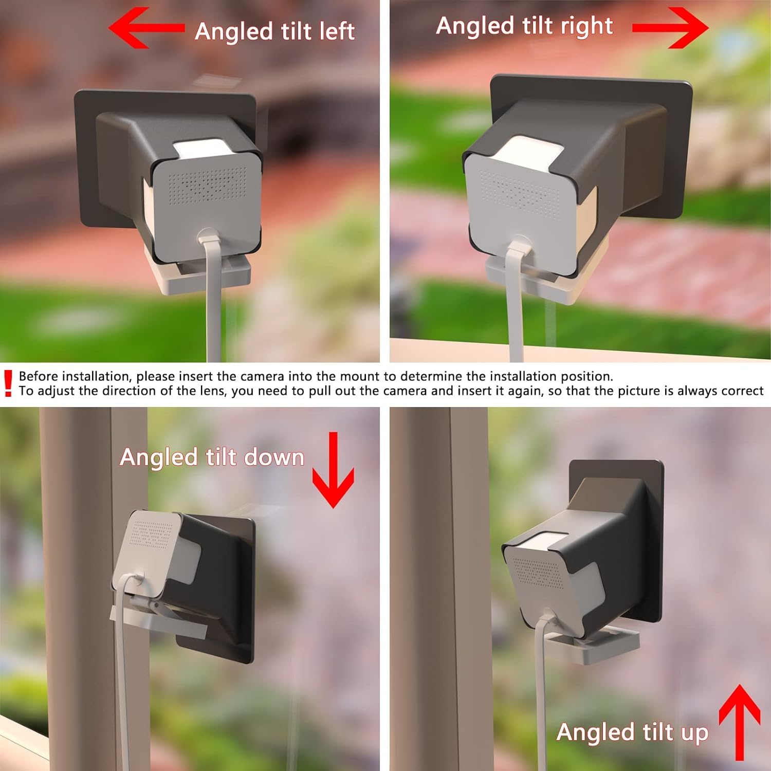 Angled Window Mount For Wyze Cam V4 Cam V3 , Tilts 20 Degrees In All Directions , Through Window Use Cam V4 (Black, Pack Of 2)