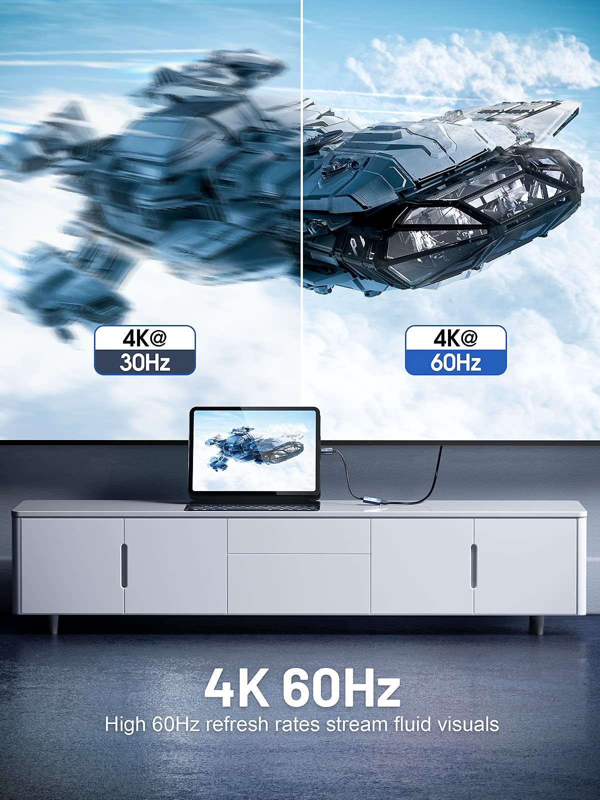 Dockteck Usb C To Hdmi Adapter 4K 60Hz Cable, Type-C To Hdmi Adapter [Thunderbolt 3/4 Compatible], Usb C To Hdmi Video Converter