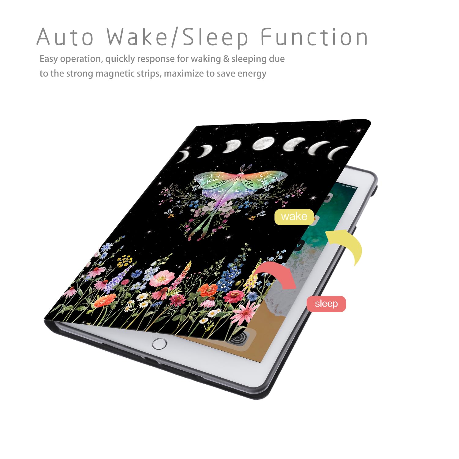 Case For Ipad 6Th/5Th Generation Butterfly, Ipad Air 2/Air Case Flowers, Ipad 9.7 Case Girls Women, Ipad 6Th Gen Protective Cove