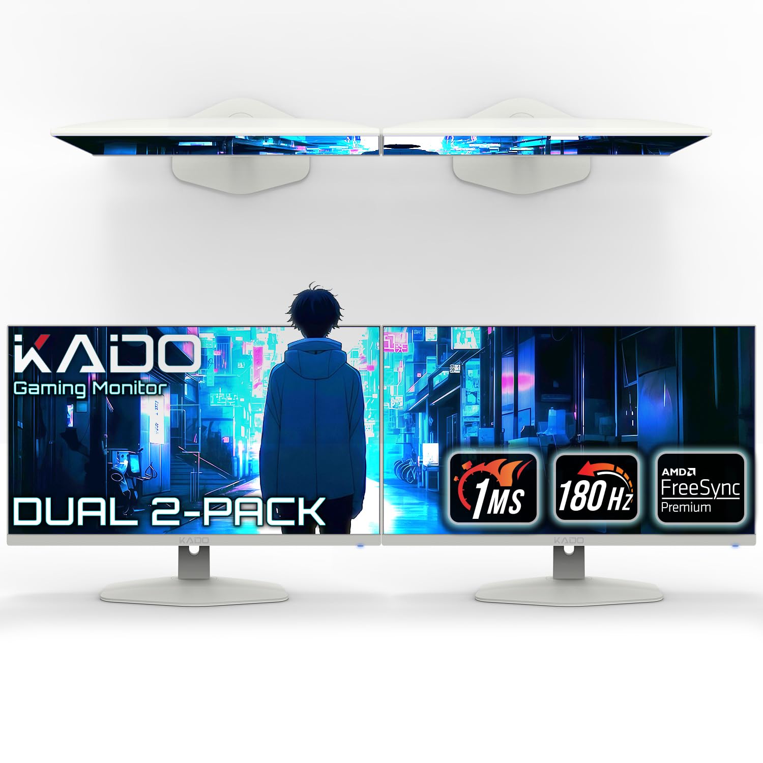 Kado 2-Pack Dual 24.5 180Hz 1ms 1920x1080 Flat Screen Gaming Monitor