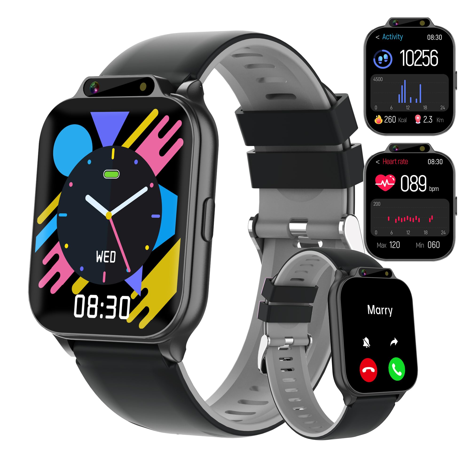 Kids Smart Watch Boys With Fitness & Sleep Tracker, Waterproof Smart Watch For Kids With Heart Rate & Blood Oxygen Monitor, Hd C