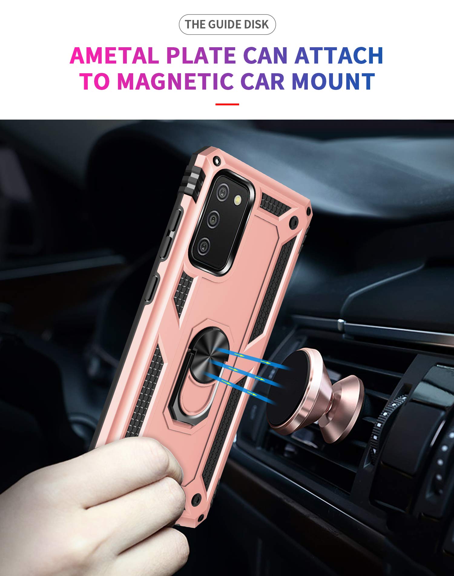 Sktgslamy For Galaxy A02S Phone Case,Galaxy A02S Case With Screen Protector,[Military Grade] 16Ft. Drop Tested Cover With Magnet