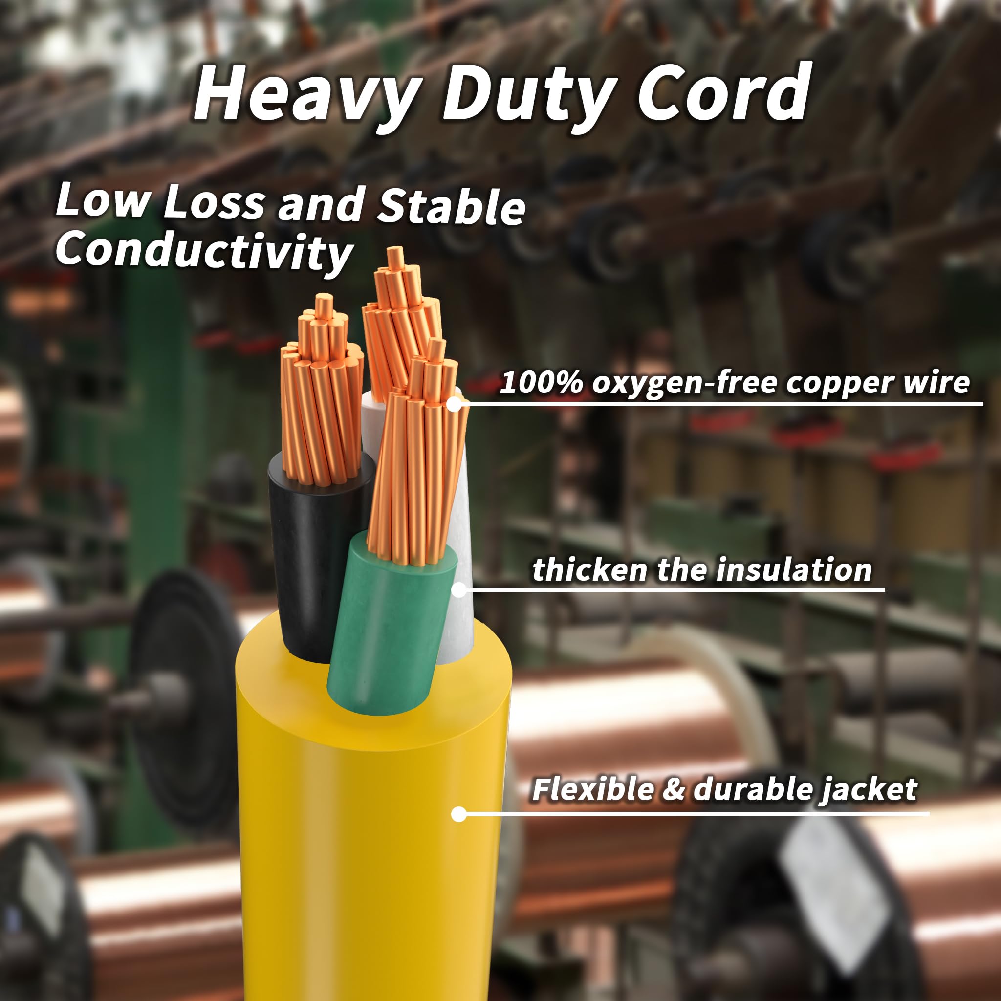 Plugsaf 3Ft 12/3 Gauge Outdoor Extension Cord Waterproof With Lighted Indicator, 12 Gauge Heavy Duty 15Amp 1875W, 3 Prong Cords