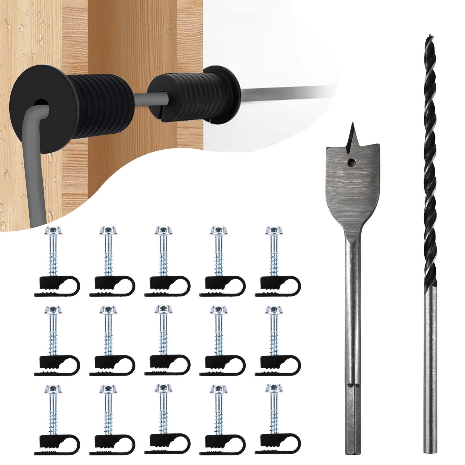 Myzhre Starlink Cable Routing Kit,Starlink Cable Installation Kit,Starlink Mounting Accessories,2* Grommets, 1'' Spade Drill Bit