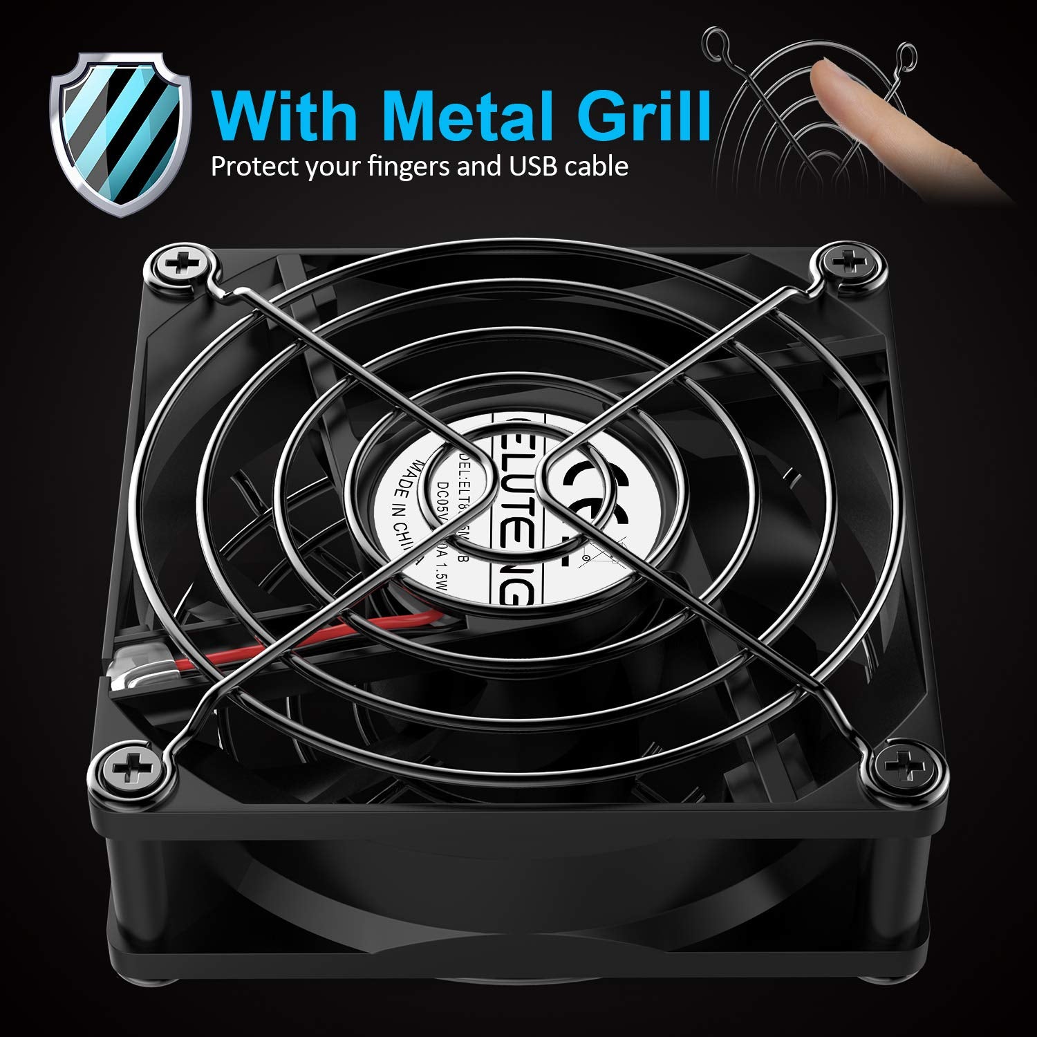 Eluteng Dual Usb Fan 80Mm, 3 Speed Adjustable Usb Ventilator With 2750Rpm 5V Fan For Computer/Laptop/Router/Tv Cabinet/Dvr/Xbox/