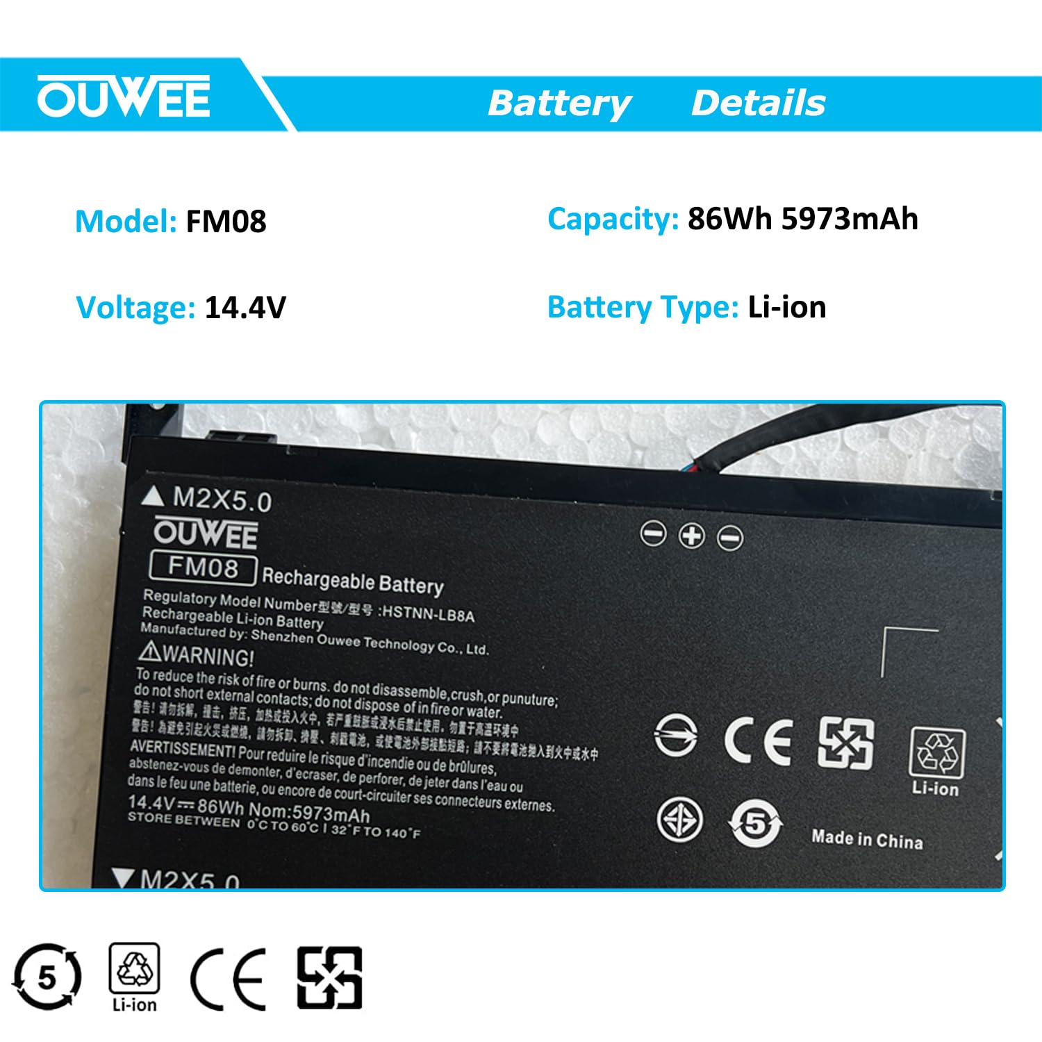 Ouwee Hstnn Lb8B Fm08 Laptop Battery Compatible With Hp Omen 17 An013Tx 17 An014Tx 17 An014Ng 17 An008Ur Series Tpn Q195 922752