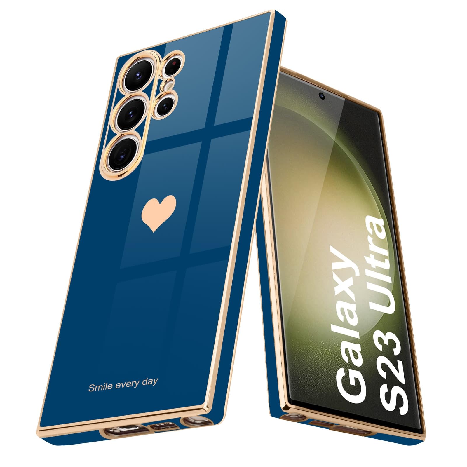 Teageo For Samsung Galaxy S23 Ultra Case For Women Girl Cute Love Heart Luxury Soft Back Cover Raised Full Camera Protection Bum