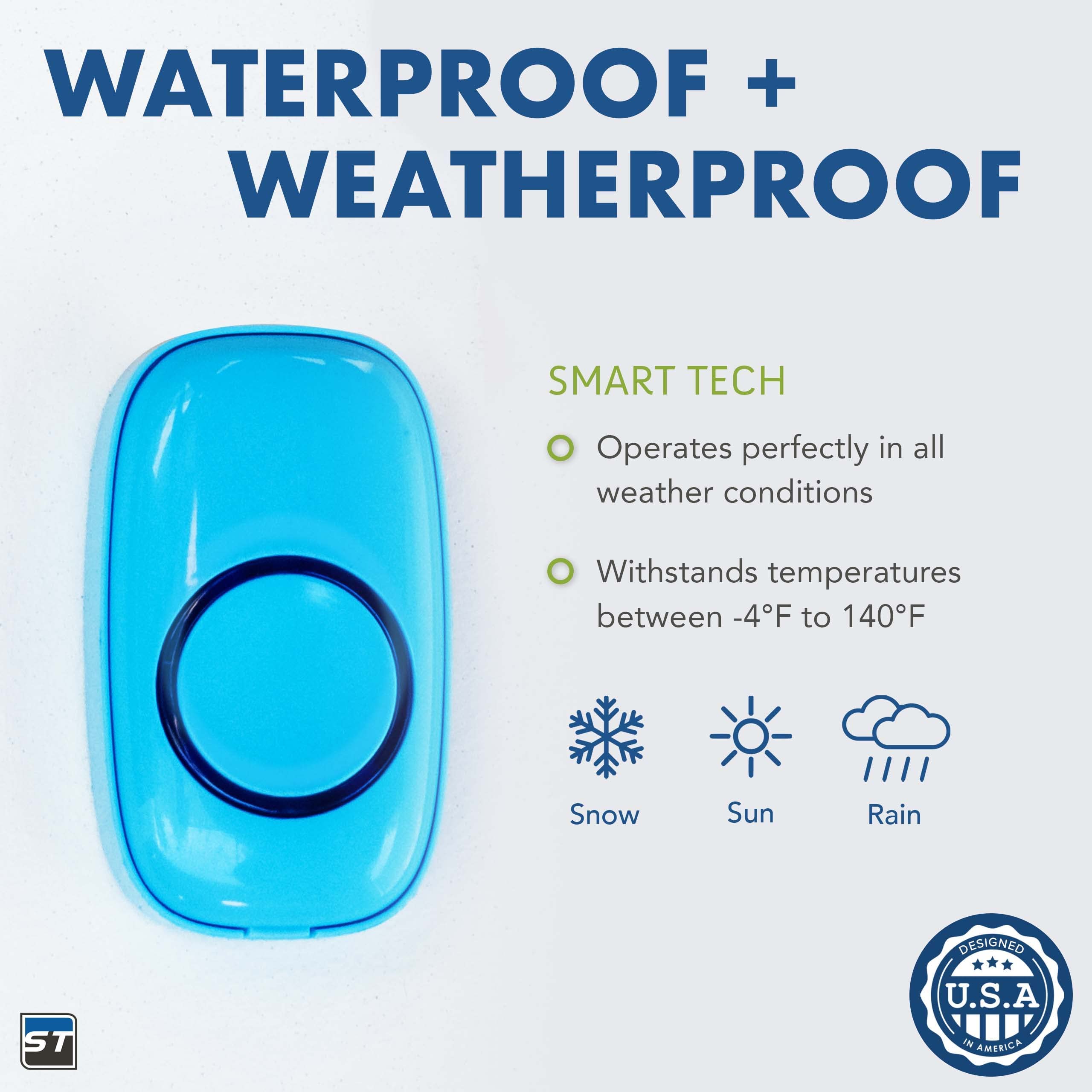 Sadotech Wireless Doorbell For Home   Battery Operated, 1000 Feet, Wireless Door Bell W/Led Flash, 1 Push Button + 2 Receiver, M