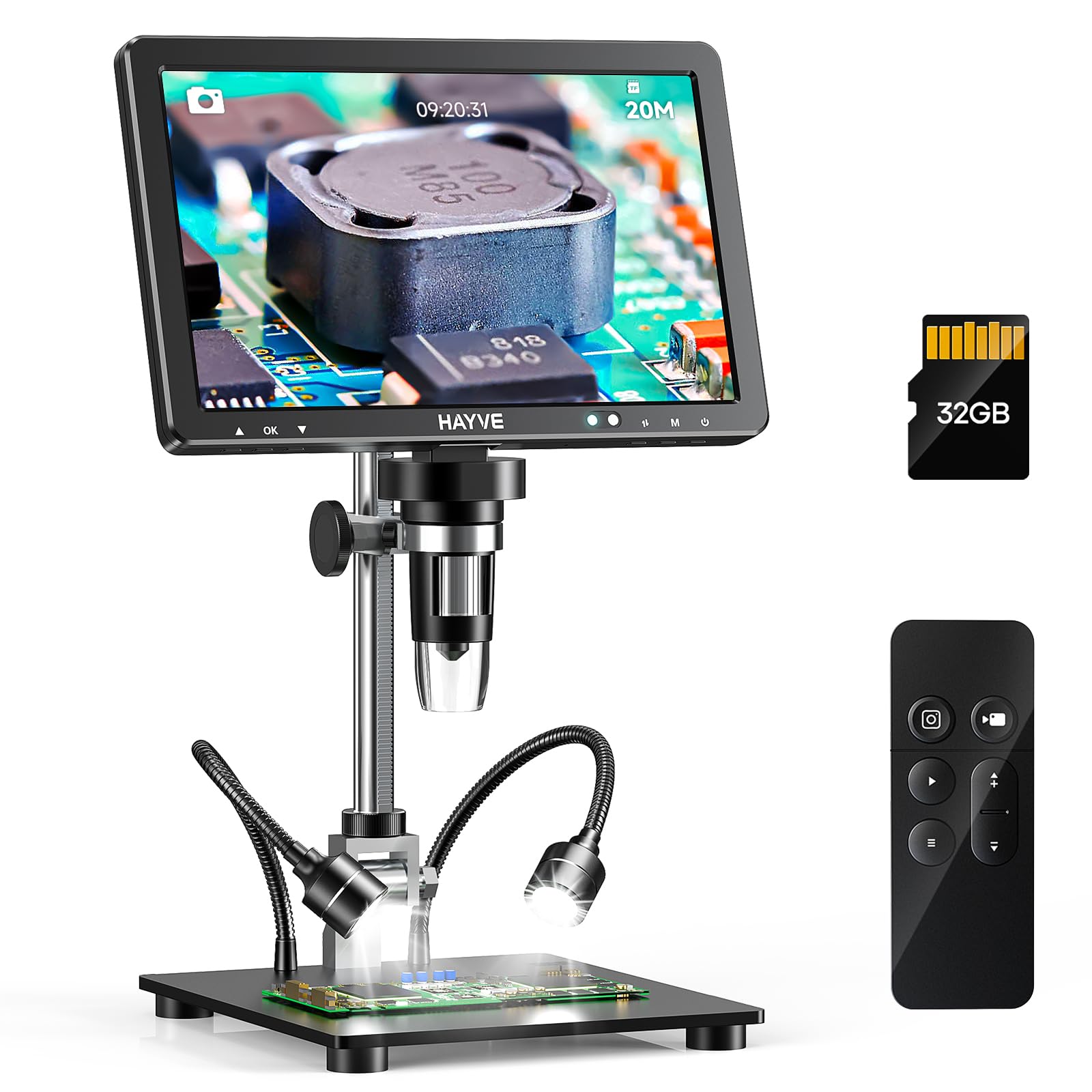 Hayve Dm12 10.1'' Hdmi Digital Microscope, 2000X Coin Microscope With Ips Screen, 20Mp Soldering Microscope For Electronics With