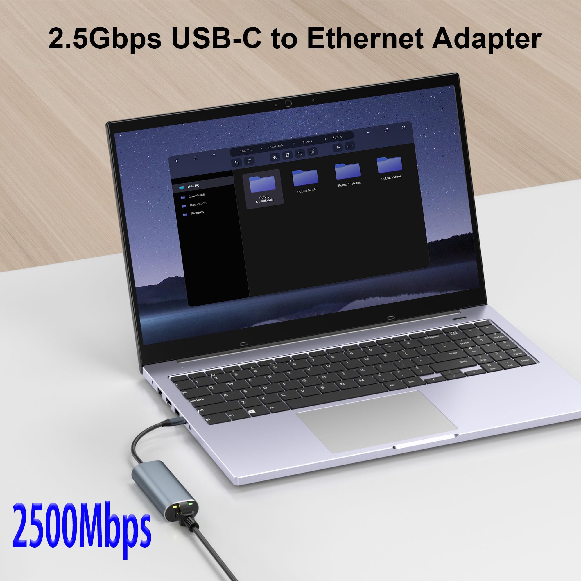 Aibilangose Usb C To Ethernet Adapter 2.5 Gigabit, Ethernet To Usb C Adapter, 2.5Gbps Ethernet Adapter For Laptop, Usb Ethernet