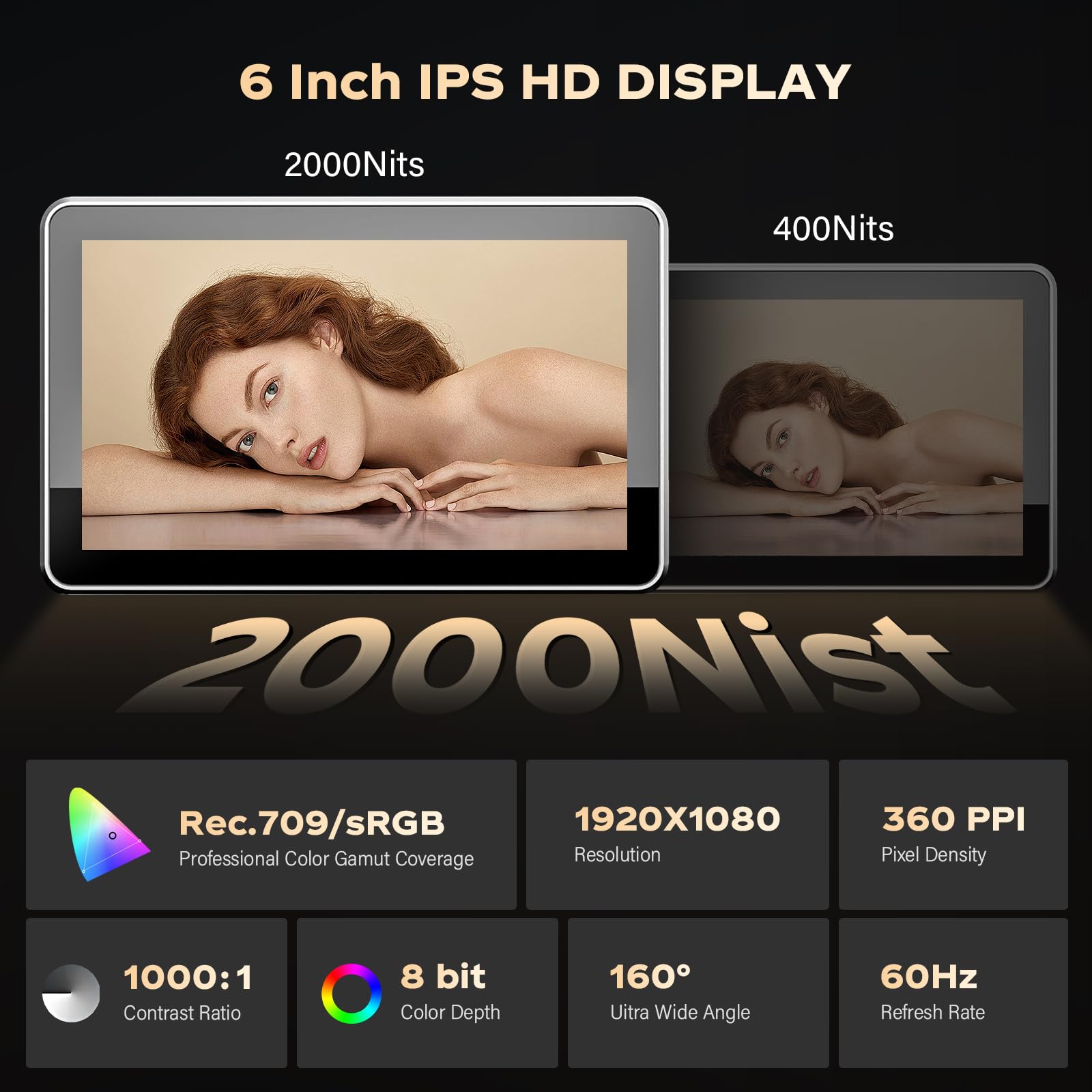 Viltrox Dc-X3 Touchscreen Camera Field Monitor,4K Hdmi In/Out Camera Video Monitor With Battery Sunshade Hood,Camera Touchscreen