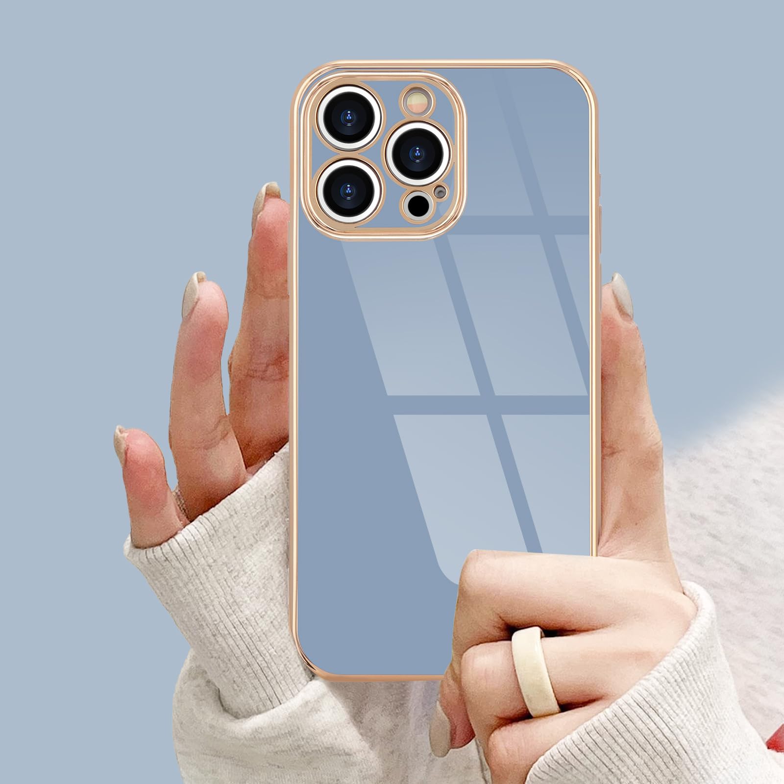 Lafunda Designed For Iphone 12 Pro Case, Cute Luxury Electroplated Case Women Girls Elegant Golden Edge Shockproof Tpu Bumper Co