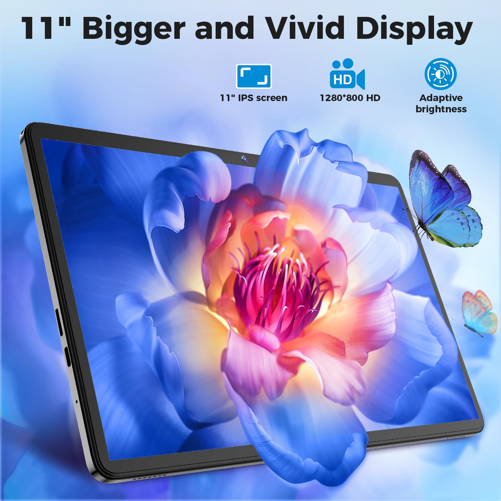 Android Tablet, 11 Inch Android 14 Tablet With Keyboard, 12Gb+128Gb, 1Tb Expand, 8000Mah, 5Mp+13Mp, 2.4G&5G Wifi, Ips Touch Scre