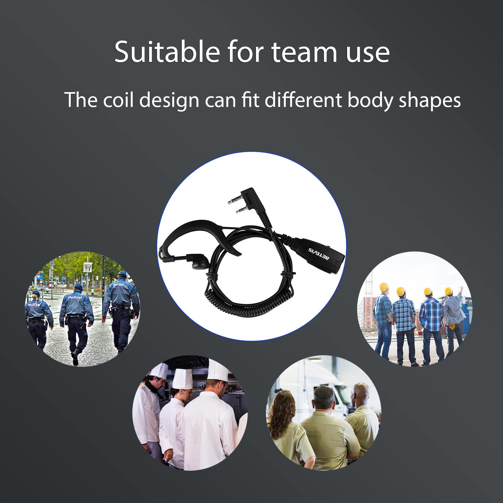 Retevis Walkie Talkie Earpiece With Mic, Vox, Coil, For Rt22 Rt68 Rt21 H 777 Rt27 Rt86, Compatible With Baofeng Uv 5R Arcshell Kenwood Pxton Samcom Two Way Radio, Hands Free Radio Earpiece(6 Pack)