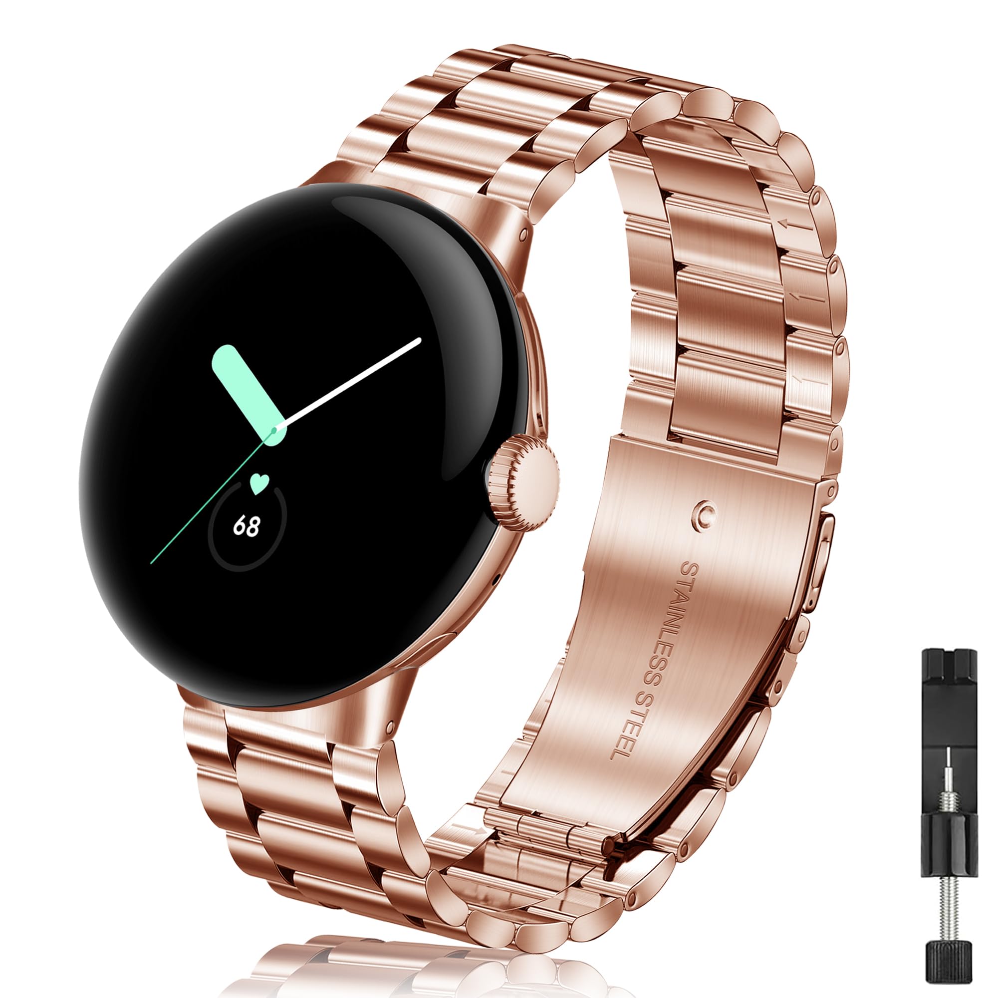 Yeahxing Compatible With Google Pixel Watch Band Metal, Adjustable Stainless Steel Metal Wristband Band For Google Pixel Watch 2