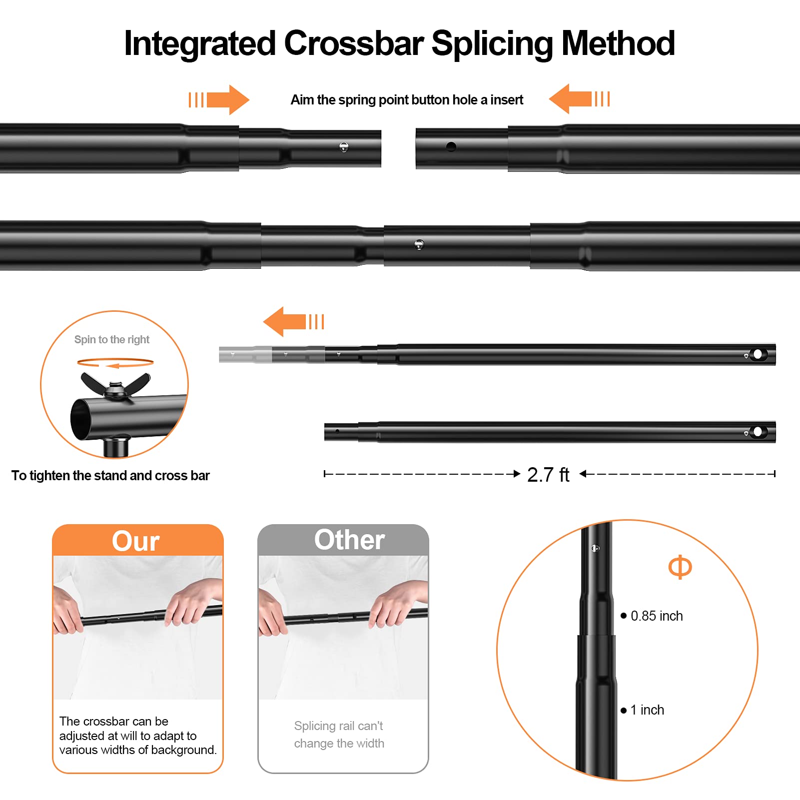 Gloshooting Backdrop Stand For Photoshoot, 8.5 X 10 Ft Heavy Duty Back Drop Adjustable Stands, Photography Background Support Sy