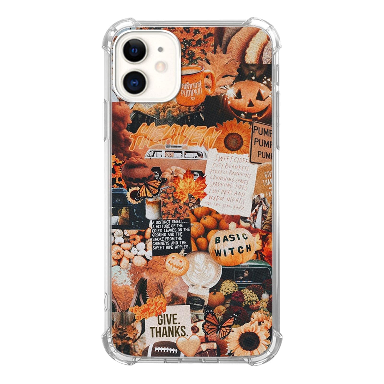 Autumn Collage Pumpkin Witch Halloween Case For Iphone 11, Retro Aesthetic Pumpkin Case For Girls Women Men, Cool Trendy Tpu Bum