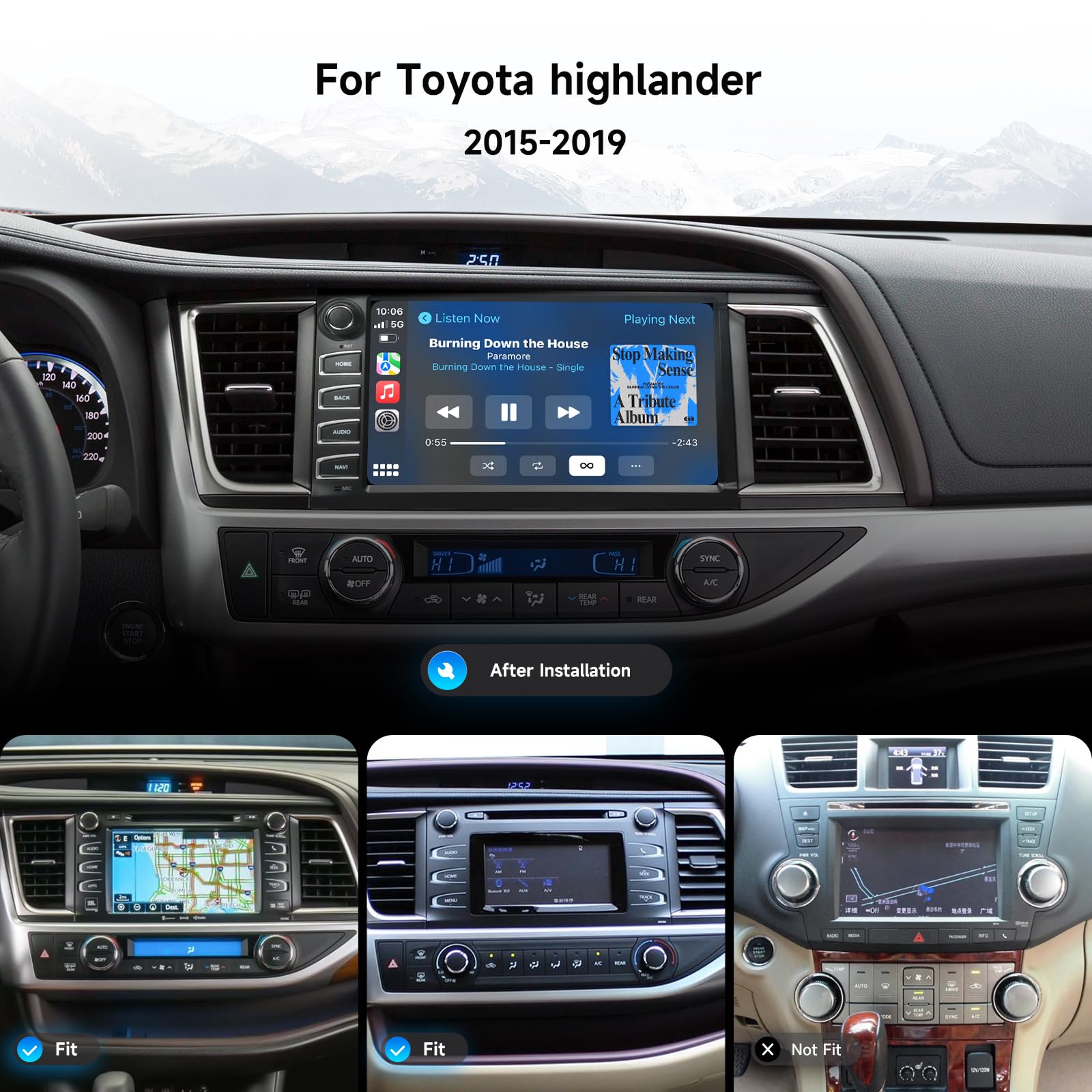 Dasaita Android 13 Car Stereo For Toyota Highlander 2015-2019 With Wireless Apple Carplay/Android Auto, 10.2'' Qled Touch Screen