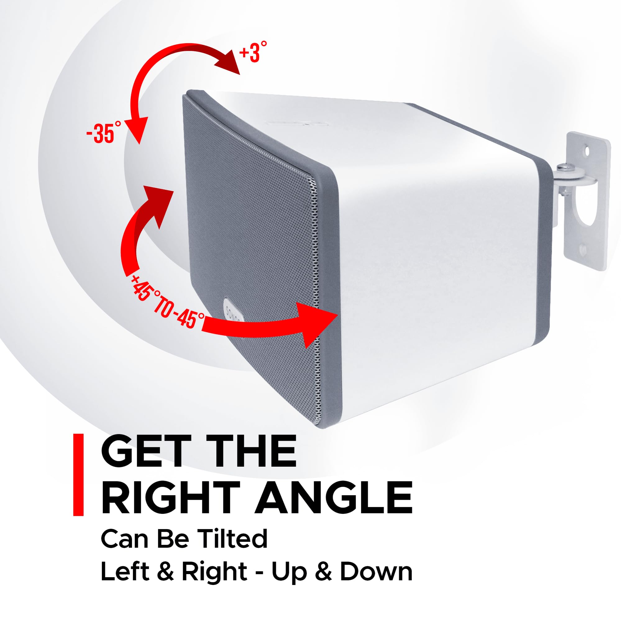 Play 3 Wall Mount White, Compatible With Sonos Play:3, Adjustable Swivel & Tilt Mechanism, Mounting Bracket Includes All Fixings