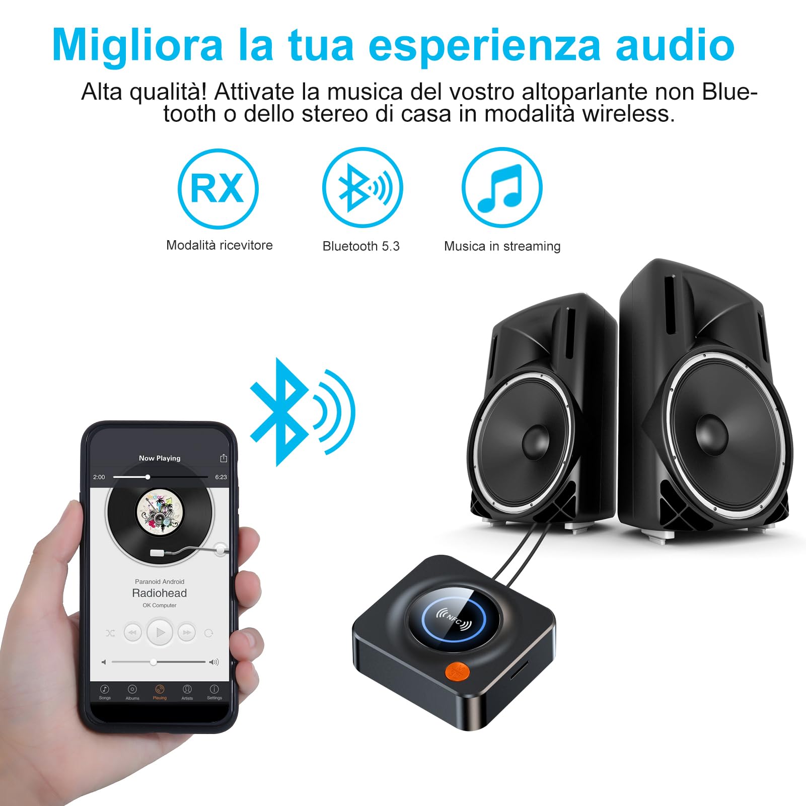 Eppfun Bluetooth 5.3 Receiver For Home Stereo, With Nfc, Tf Card Slot, 3.5Mm Aux/Rca, Wireless Audio Adapter Low Latency For Hom