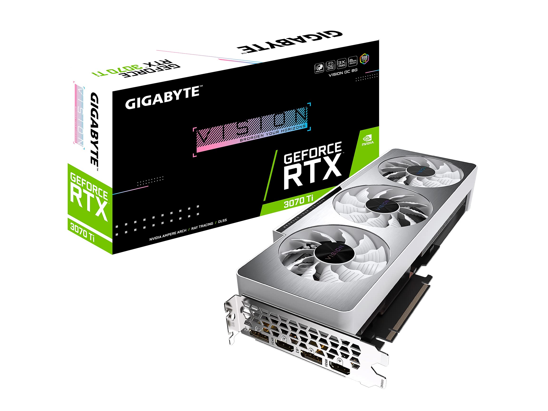 Gigabyte Geforce Rtx 3070 Ti Vision Oc 8G Graphics Card, Windforce 3X Cooling System, 8Gb 256 Bit Gddr6X, Gv N307Tvision Oc 8Gd
