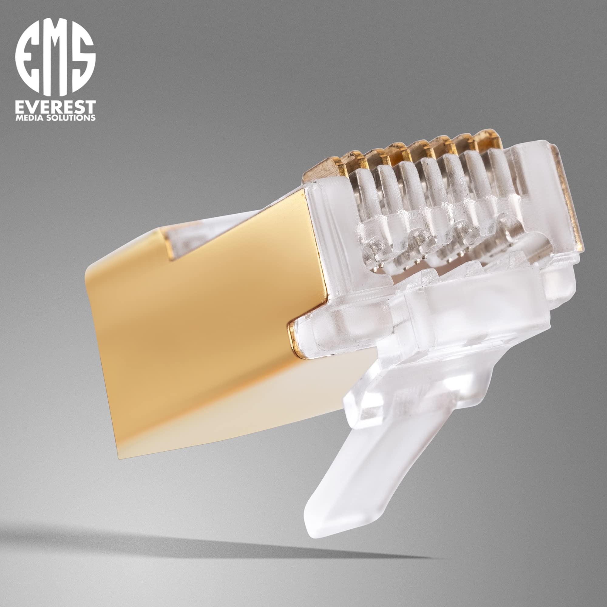 Everest Media Solutions Rj45 Cat7 & Cat6A Pass Through Connectors   30 Pcs, 50Um Gold Plated Shielded Ftp/Stp External Ground Fo