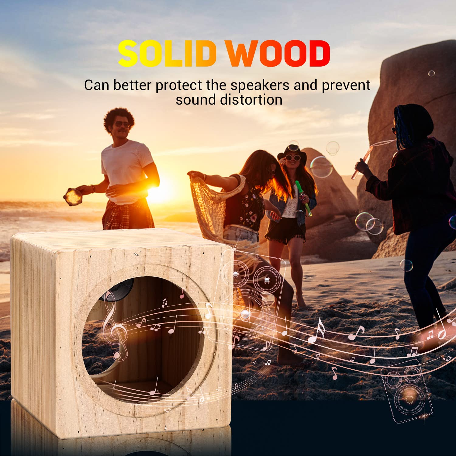 Facmogu 4In Solid Wood Speaker Enclosure, Speaker Cabinet Enclosure For Diy Car Or Truck Audio Custom, Speaker Enclosure Unloaded Box With Sound Absorbing Cotton & Speaker Terminal Cup
