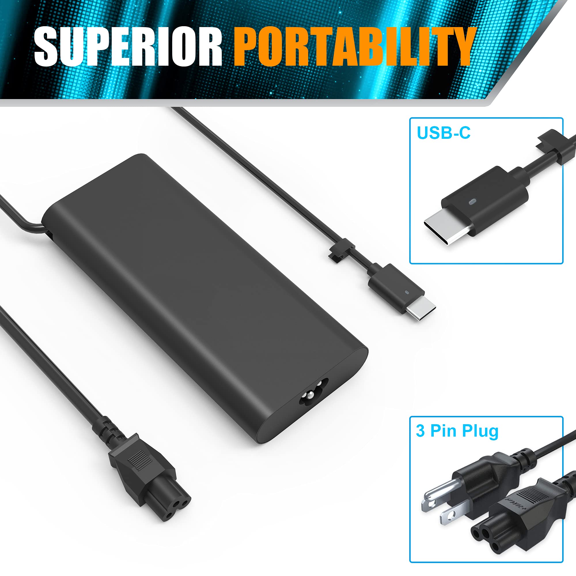 130W Usb C Type C Laptop Charger Replacement For Dell Xps 15 17 2In1 9575 9500 9700,Dell Precision 5530 2In1 5550 5750,Da130Pm17