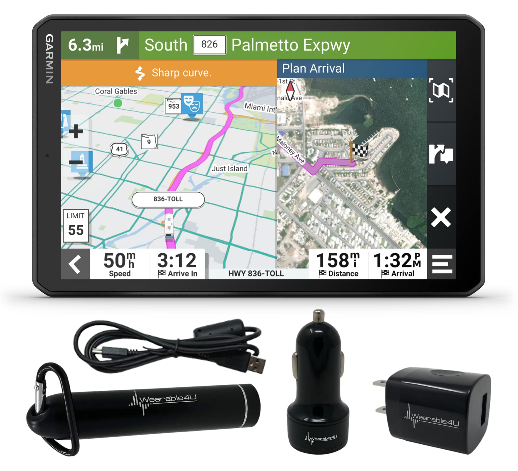 Wearable4U   Garmin Rv 895 Gps Navigator, Large, Easy To Read 8, Custom Rv Routing, High Resolution Birdseye Satellite Imagery W