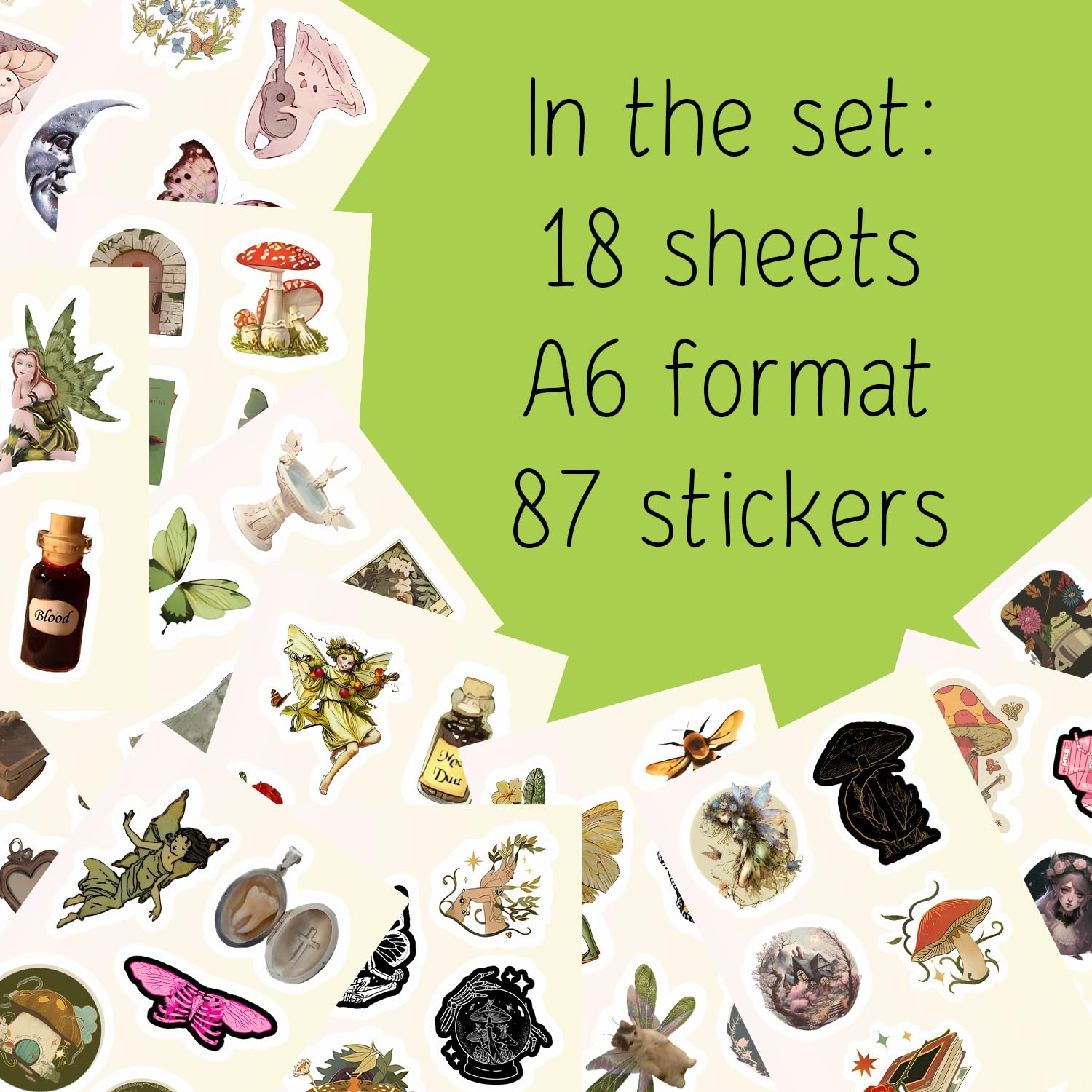 100Pcs Fairycore Stickers For Water Bottle And Laptop   Fairycore Party Favors & Decorations, Waterproof Vinyl Decals, Fantasy A