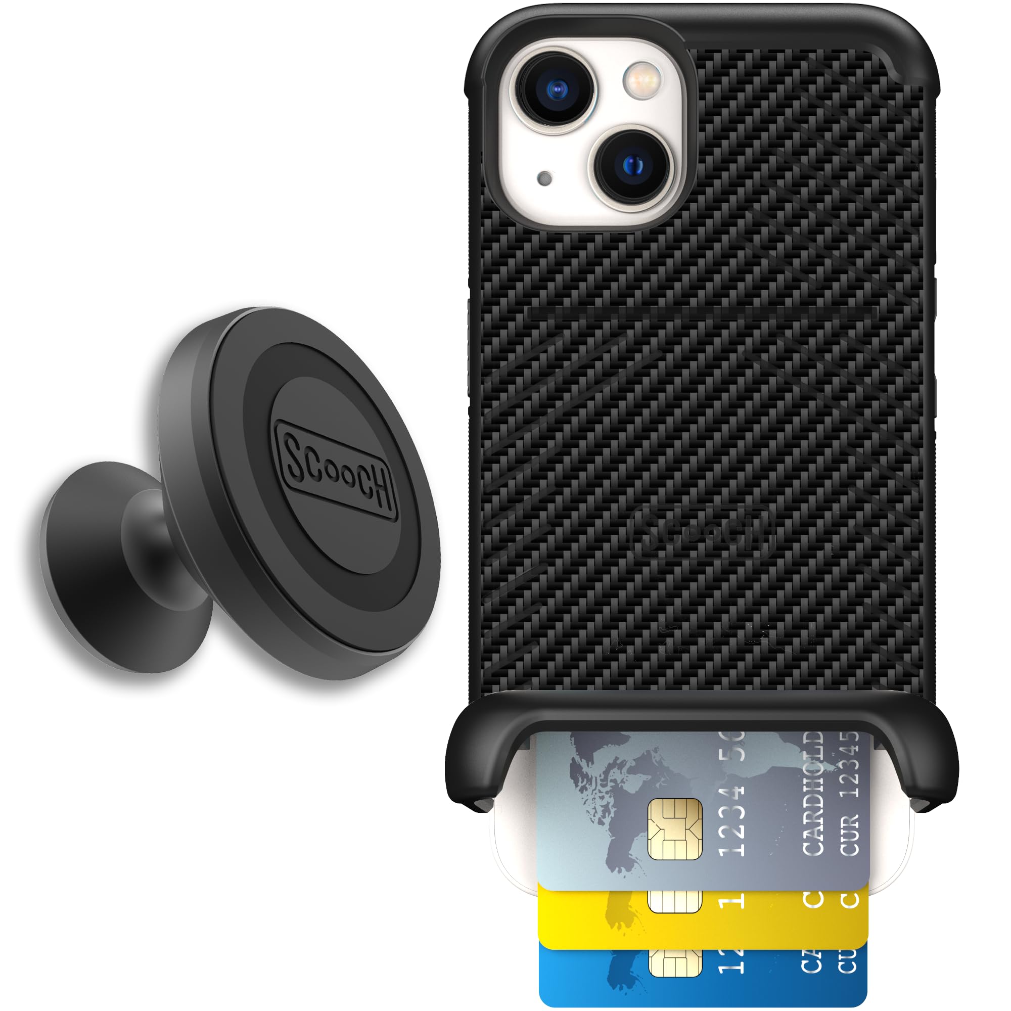 Scooch for iPhone 13 Case with Card Holder, Wingmate Wallet Case with Hidden Card Slot and RFID Protection for 4 Cards, Starter 
