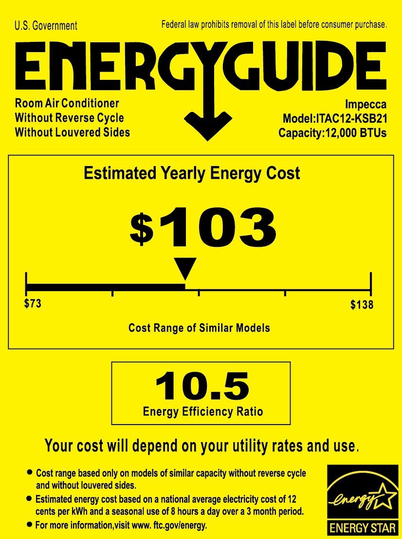 Impecca 12,000 Btu/H 208/230V Electronic Through The Wall Air Conditioner, 6 15P/220