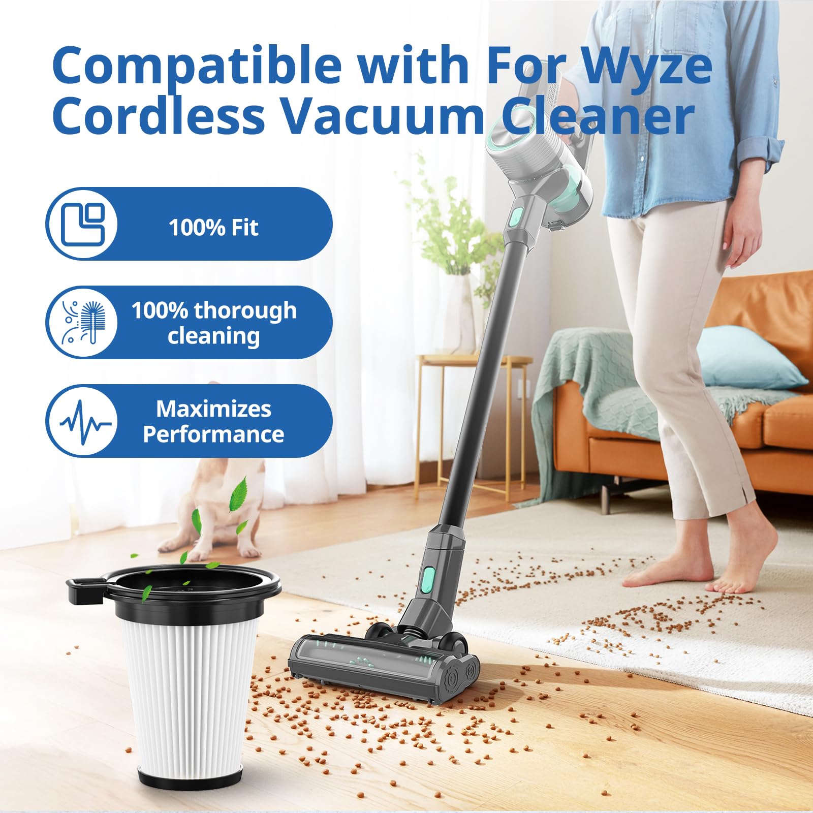 4 Pack Replacement Filters Compatiable With Wyze Cordless Vacuum Cleaner, Removable And Washable Hepa Filter Accessories Part Se