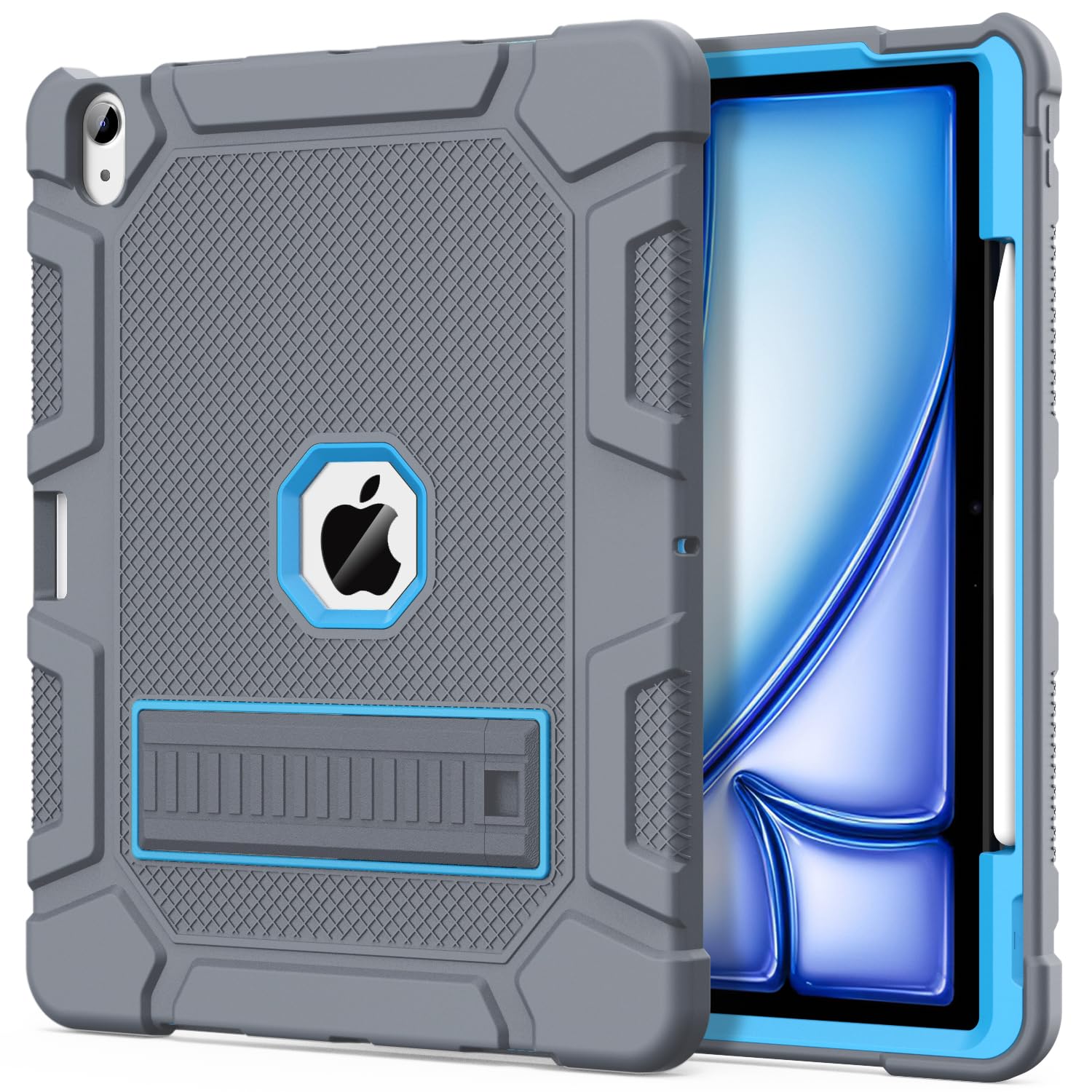 Azzsy Case For Ipad Air 13 Inch (M2) 2024 Release, [Built In Pencil Holder] Heavy Duty Shockproof Rugged High Impact Protective