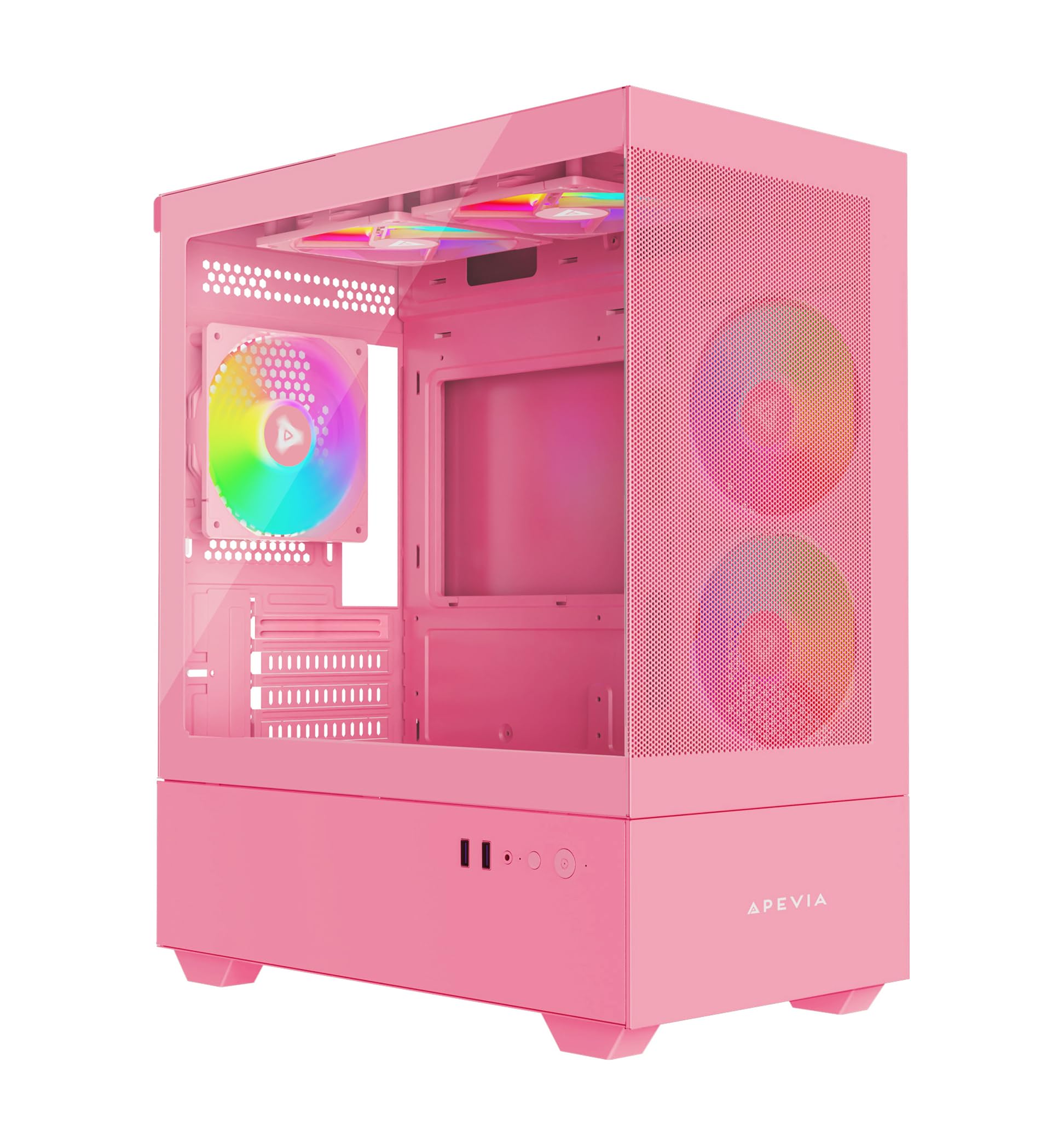 Apevia Phantom Mesh Pk Phantom Micro Atx Dual Chamber Mesh Gaming Pc Case W/ 5X 120Mm Argb Fans, 366 Rgb Modes, Mesh Airflow Per