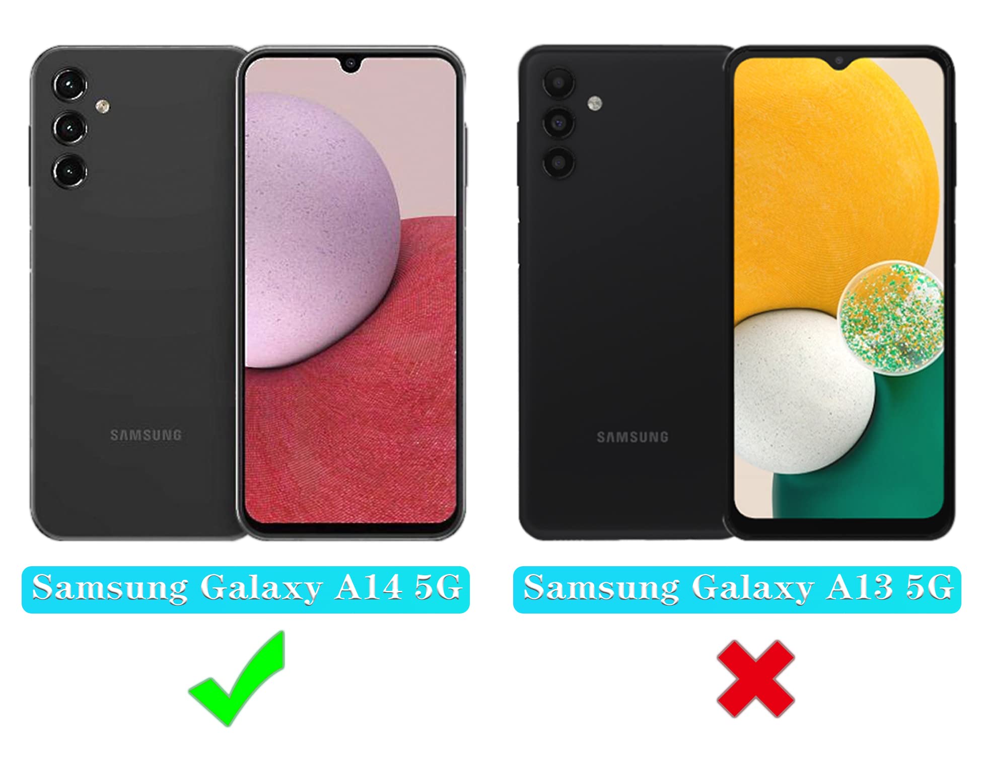 ONOLA Samsung Galaxy A14 5G Phone Case Shockproof 3-Layer Cover with HD Screen Protector PET Black