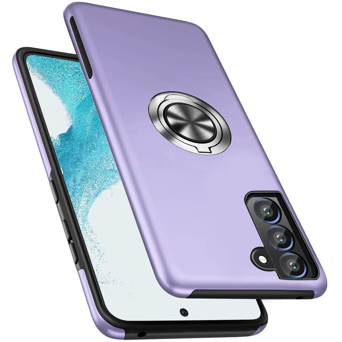 Pelepues Shockproof Case For Samsung Galaxy S22 5G, [Embedded Finger Ring] Military Grade Phone Case Cover With Reinforced Metal
