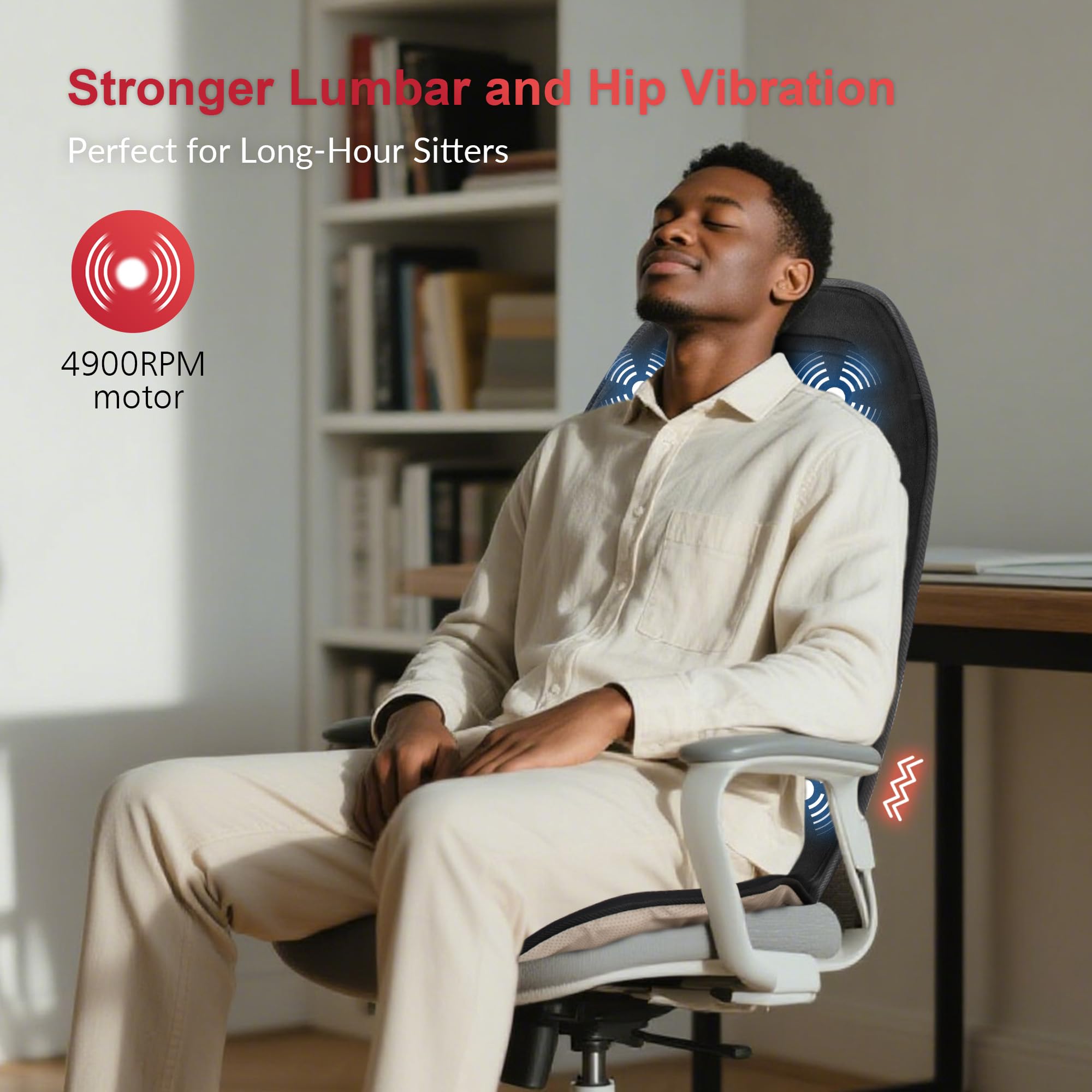 Comfier Massage Seat Cushion With Heat - 10 Vibration Motors, Back Massager For Chair, (Vibration Massage Only, Not Shiatsu/Roll