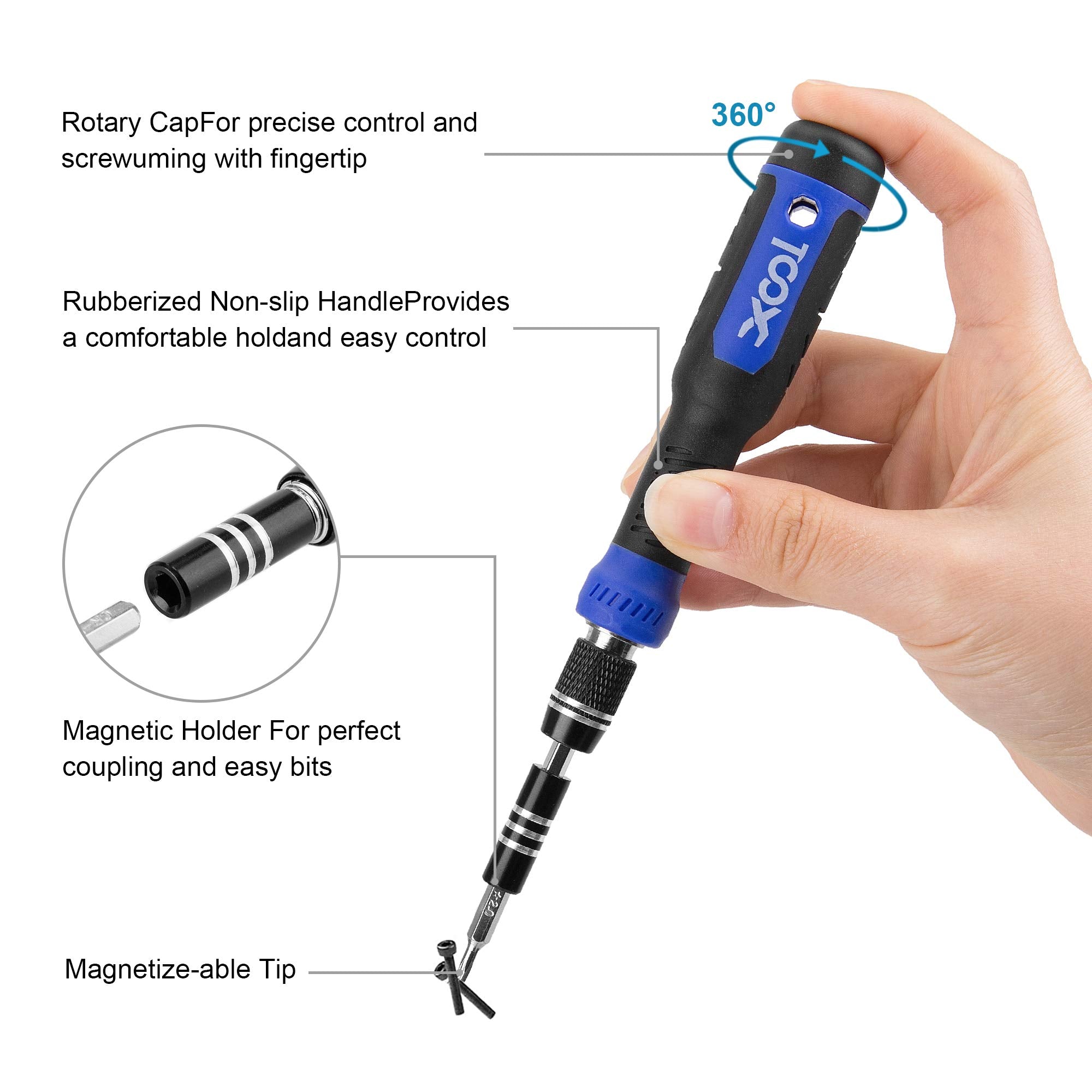 Xool 200 In 1 Precision Screwdriver Kit, Electronics Repair Tool Magnetic Driver Kit With 164 Bits, Flexible Shaft, Extension Ro