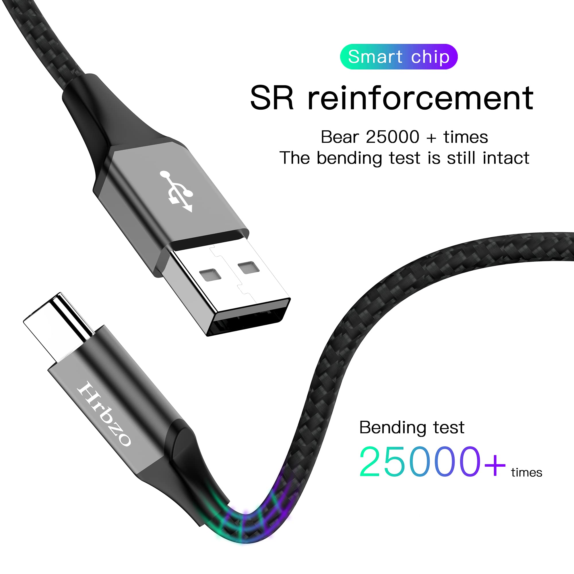 Hrbzo Usb C Cable, (3 Pack,3Ft),Usb A To Usb C Charger Cord Nylon Braided Compatible With Galaxy S10 S9 S8, Power Bank, And Othe