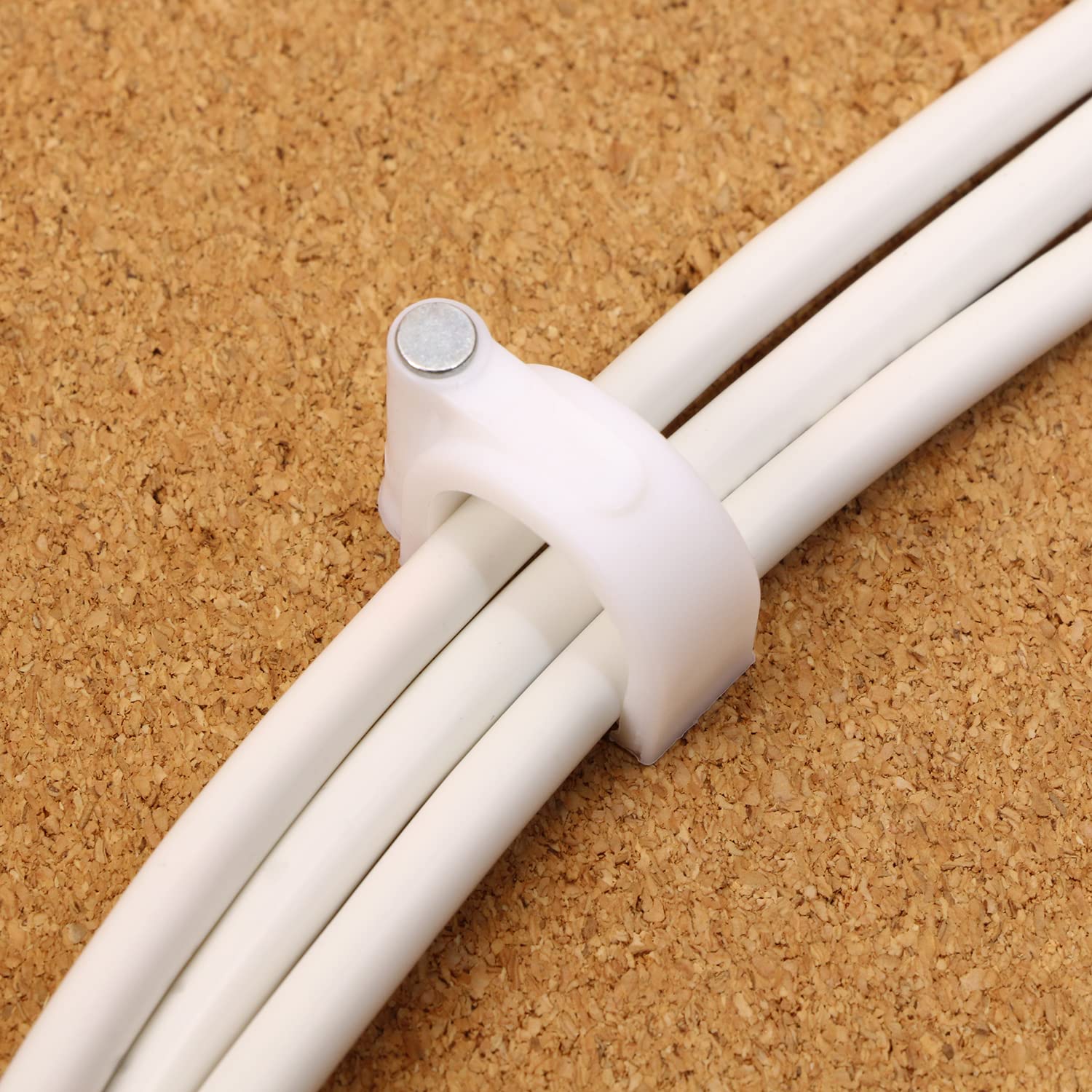 Mini Skater 16Mm Nylon Steel Nail In Circle Ethernet Cable Clips Cord Holder Wire Management,Pack Of 50.(White)