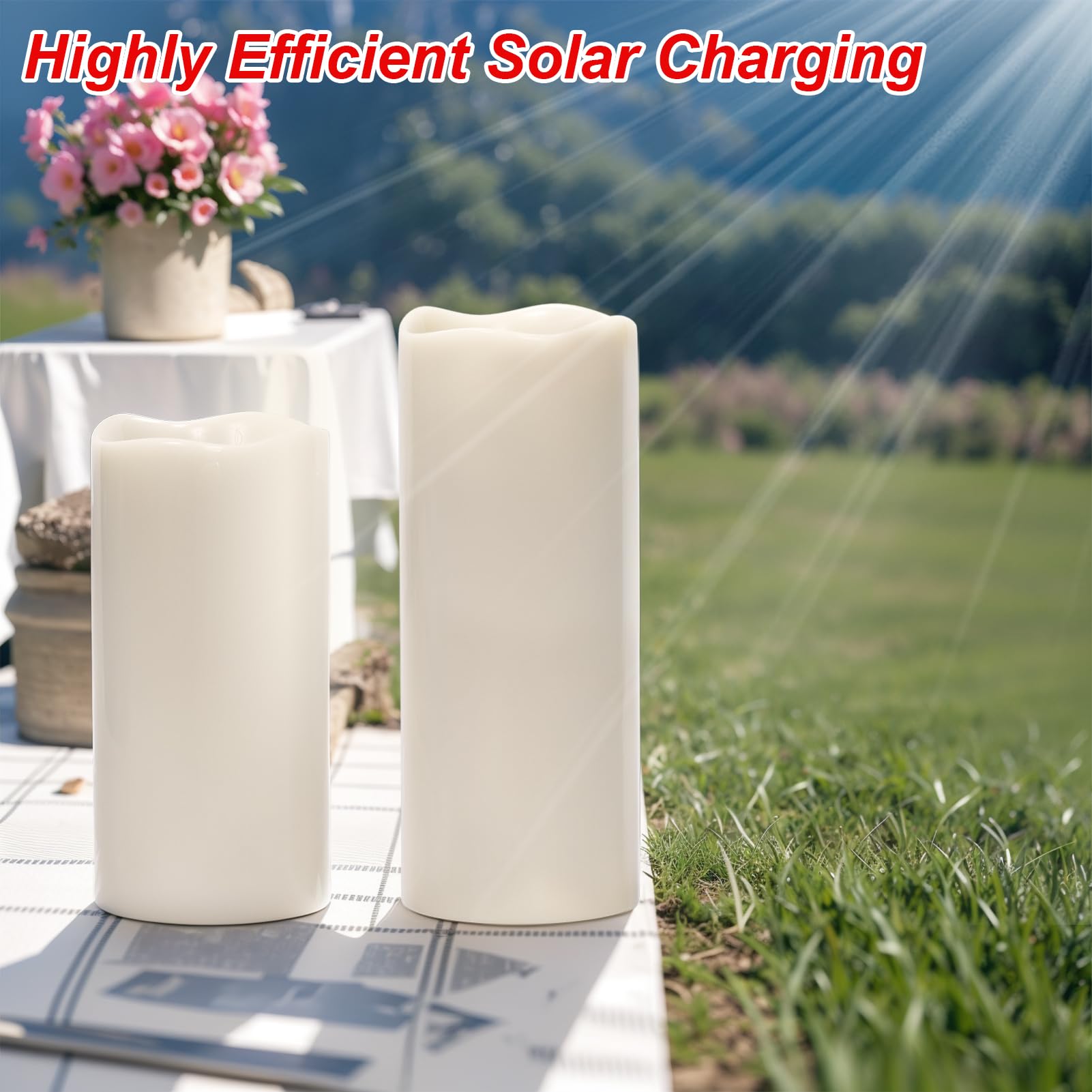 Wondise Solar Powered Flameless Candles Ip65 Outdoor Waterproof Rechargeable Led Candles Battery Operated Dusk To Dawn Plastic F