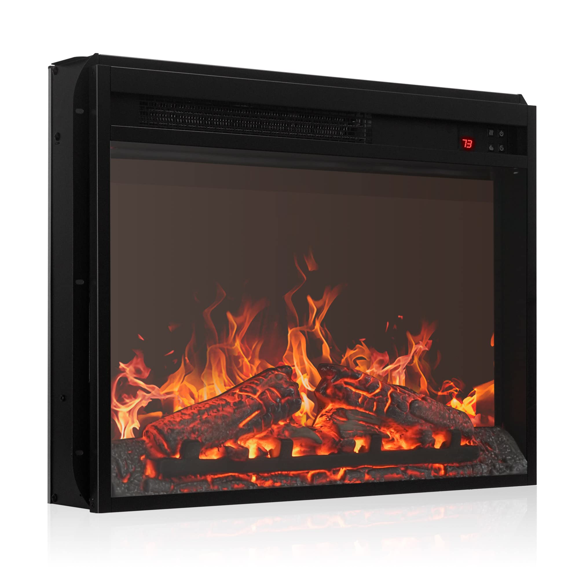Belleze 23'' Electric Fireplace Insert W/Fire Crackling Sound, Recessed Fireplace Heater With Remote Control, Indoor Fireplace H