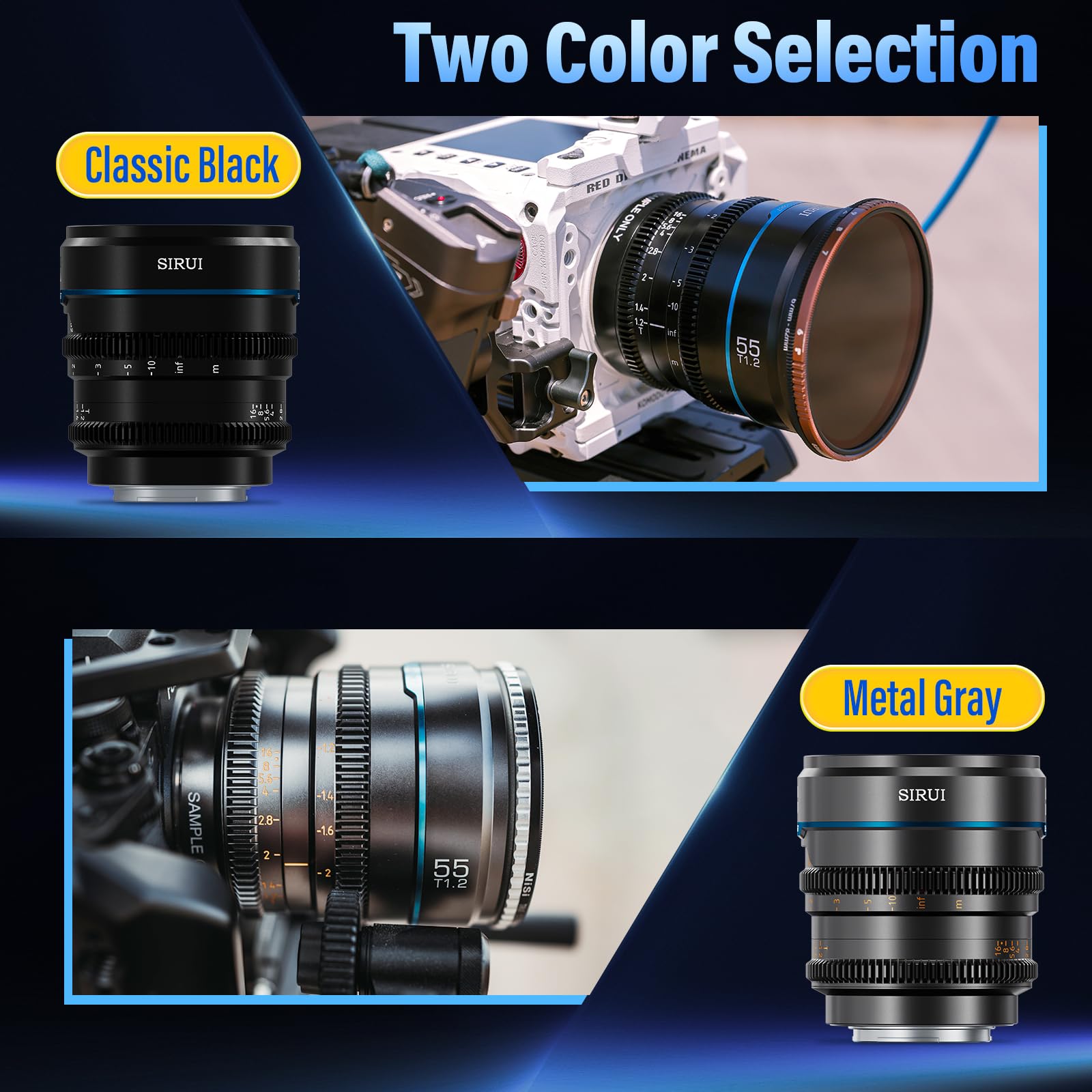 Sirui Night Walker 55Mm T1.2 S35 Cine Lens, Large Aperture Manual Focus Lens (Ms55E B, E Mount, Black)