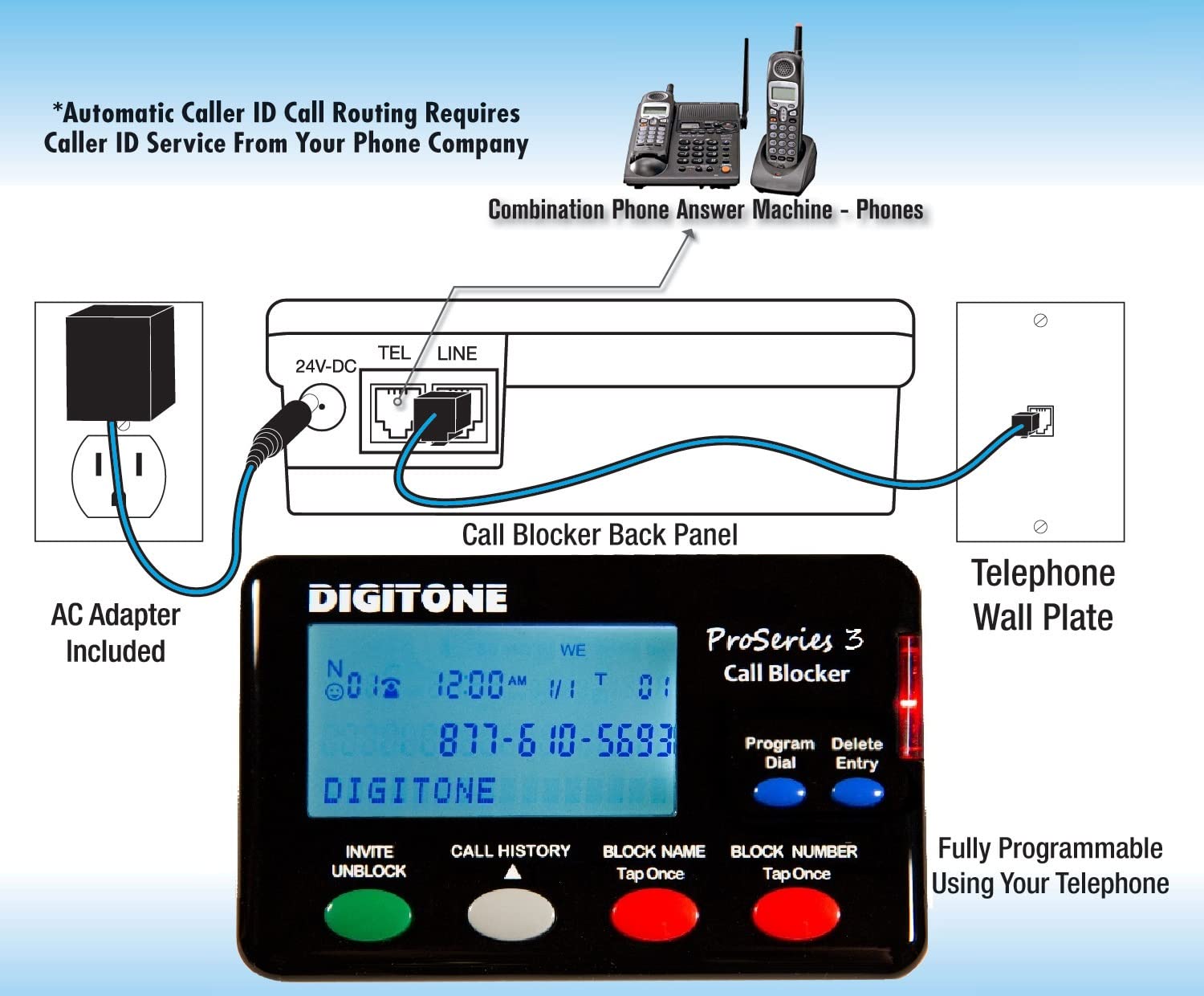Digitone Proseries 3 Call Blocker Powerful Up To Date Spam Blocking For Landline Phones   Easy Setup One Button Blocking Of Robo
