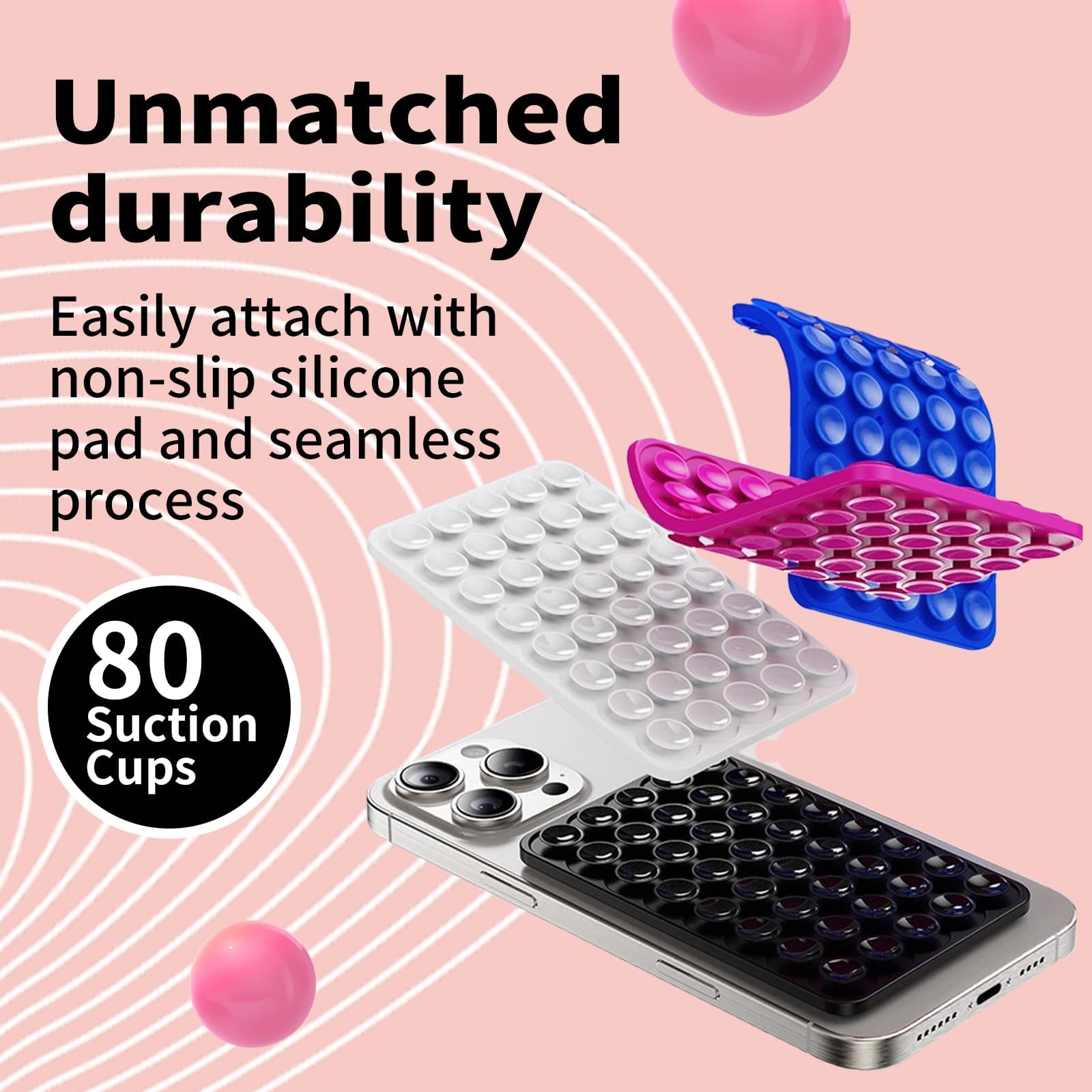 Veadoolly Octobudy Silicone Sticky Grip Suction Cup Phone Mount - Double Sided, Higher Suction Power Holder For Hands-Free Selfi