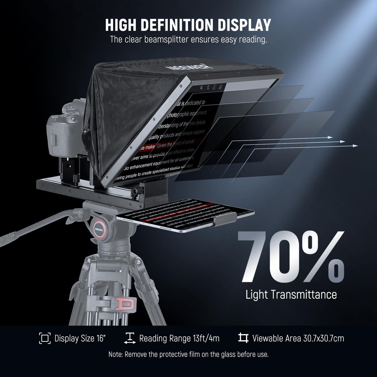 Prompter With Reader NEEWER Basics X16B Aluminum Alloy Liftable Teleprompter 16 for iPad ...